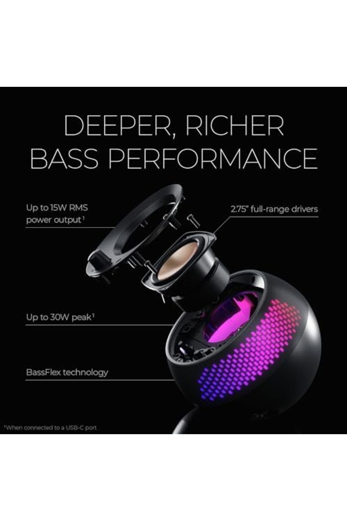 CREATIVE-Pebble X Plus 2.1 USB-C Computer Speakers with Subwoofer and Customizable RGB Lighting 6