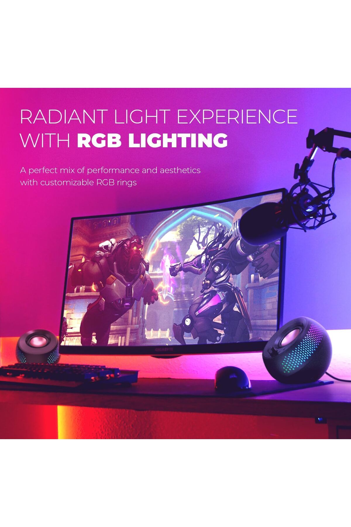CREATIVE-Pebble X 2.0 USB-C Computer Speakers with Customizable RGB Lighting, Bluetooth 5.3, USB Aud 3