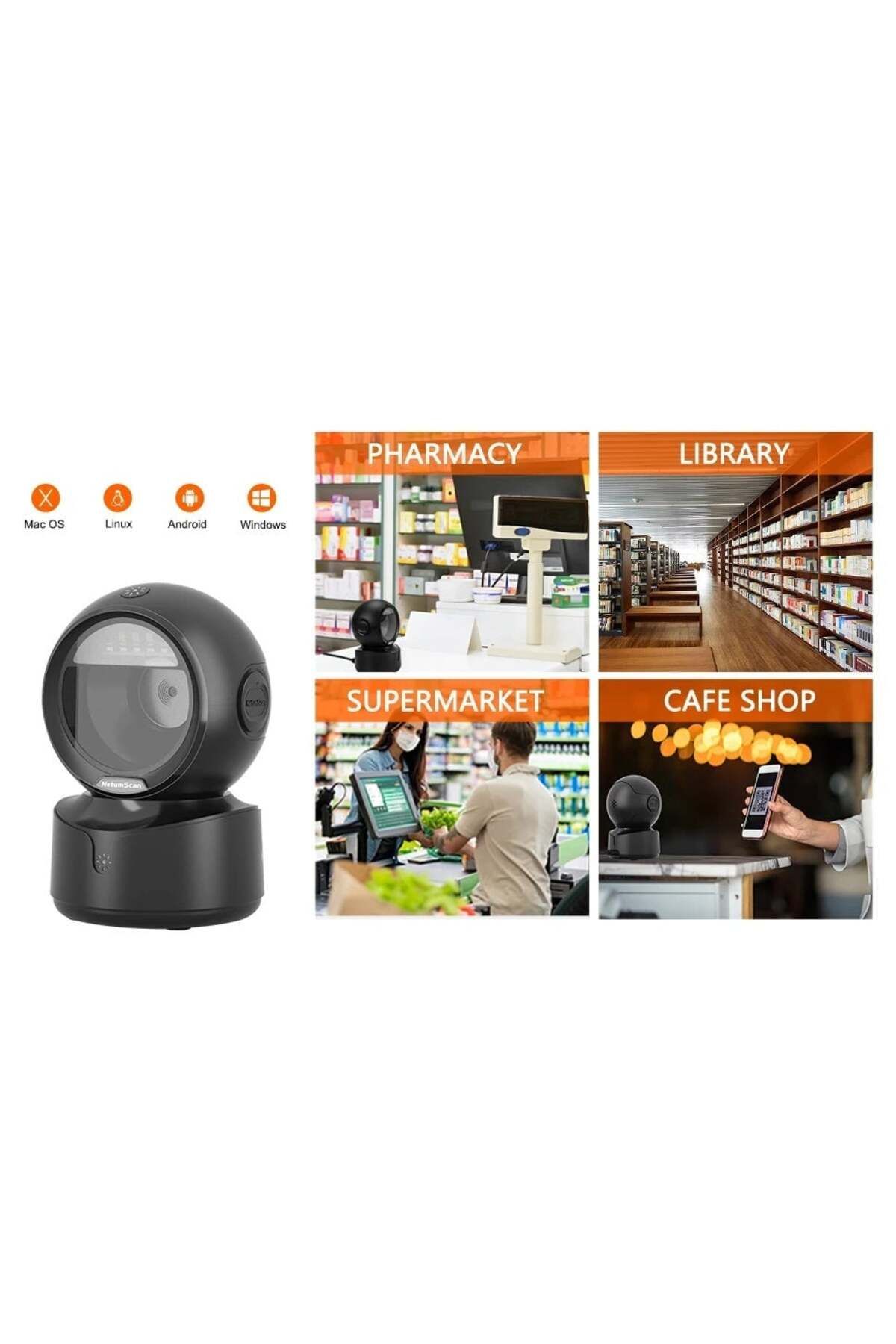 divendi-ro-1D, 2D and QR barcode scanner with automatic intelligent scanning sensor, black 3