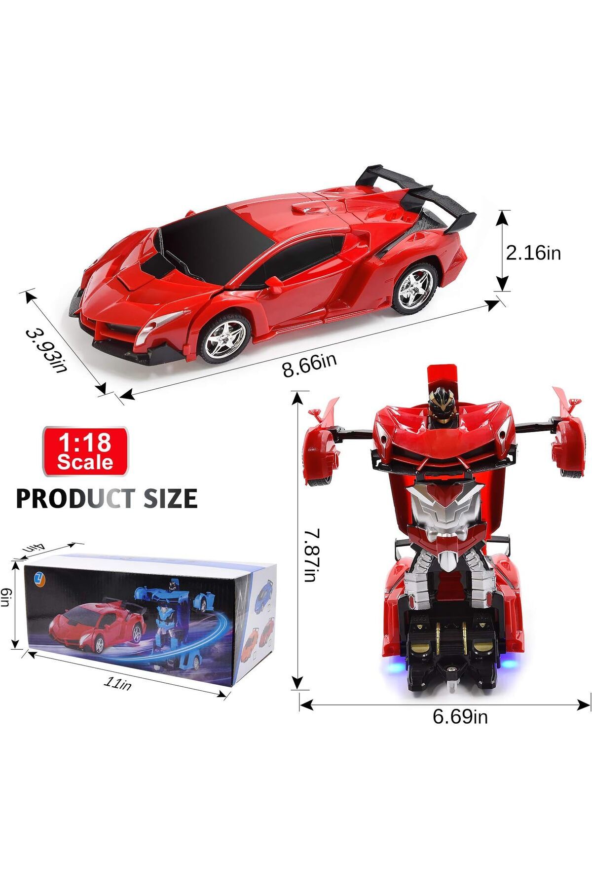 rexa-Super Power Transformer RC Robot Car – 2-in-1 Remote Control Car & Robot with Lights and Sound 6