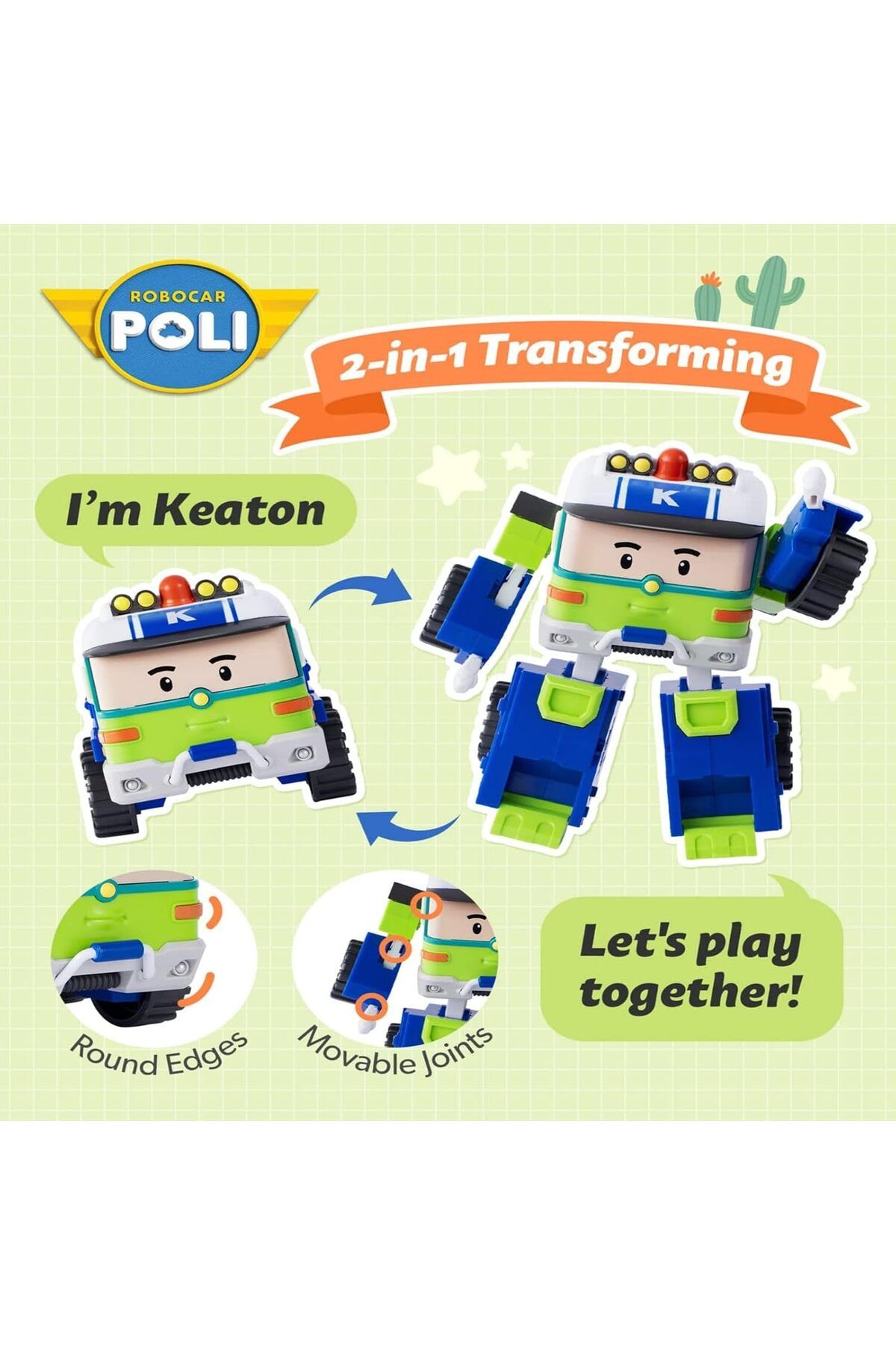 Robocar Poli-Licensed Keaton Transforming Robot Figure Robocar Poli - 10 cm 3