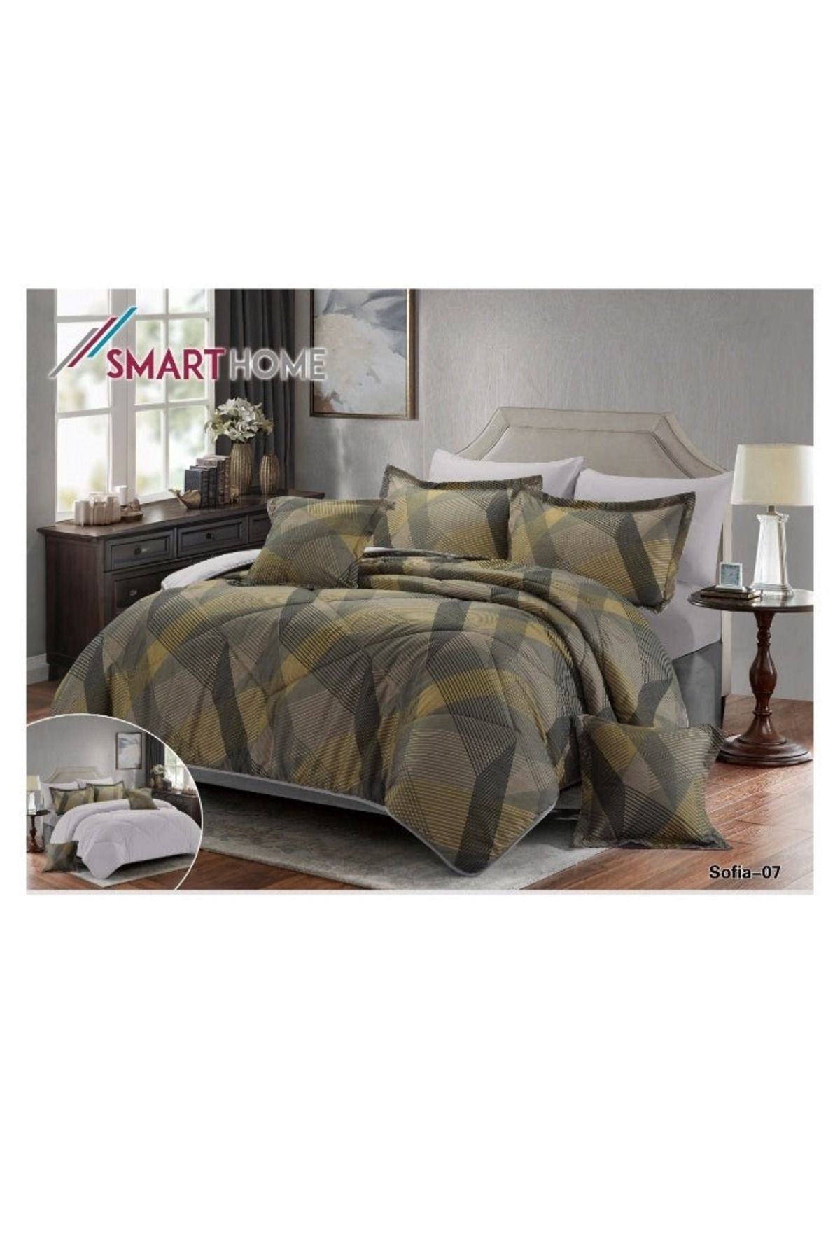 smart home-Double-sided duvet set, 8-piece duvet, size 240x260 cm, filling (350 g/m²), microfiber 4