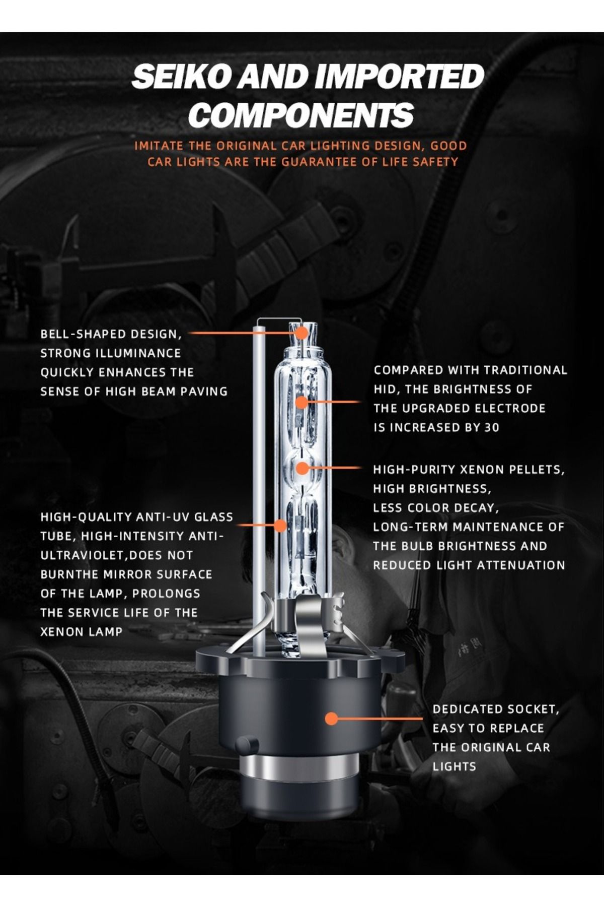 Universala-Set of 2 D2S xenon 8000K car bulbs, high efficiency and reliability 4
