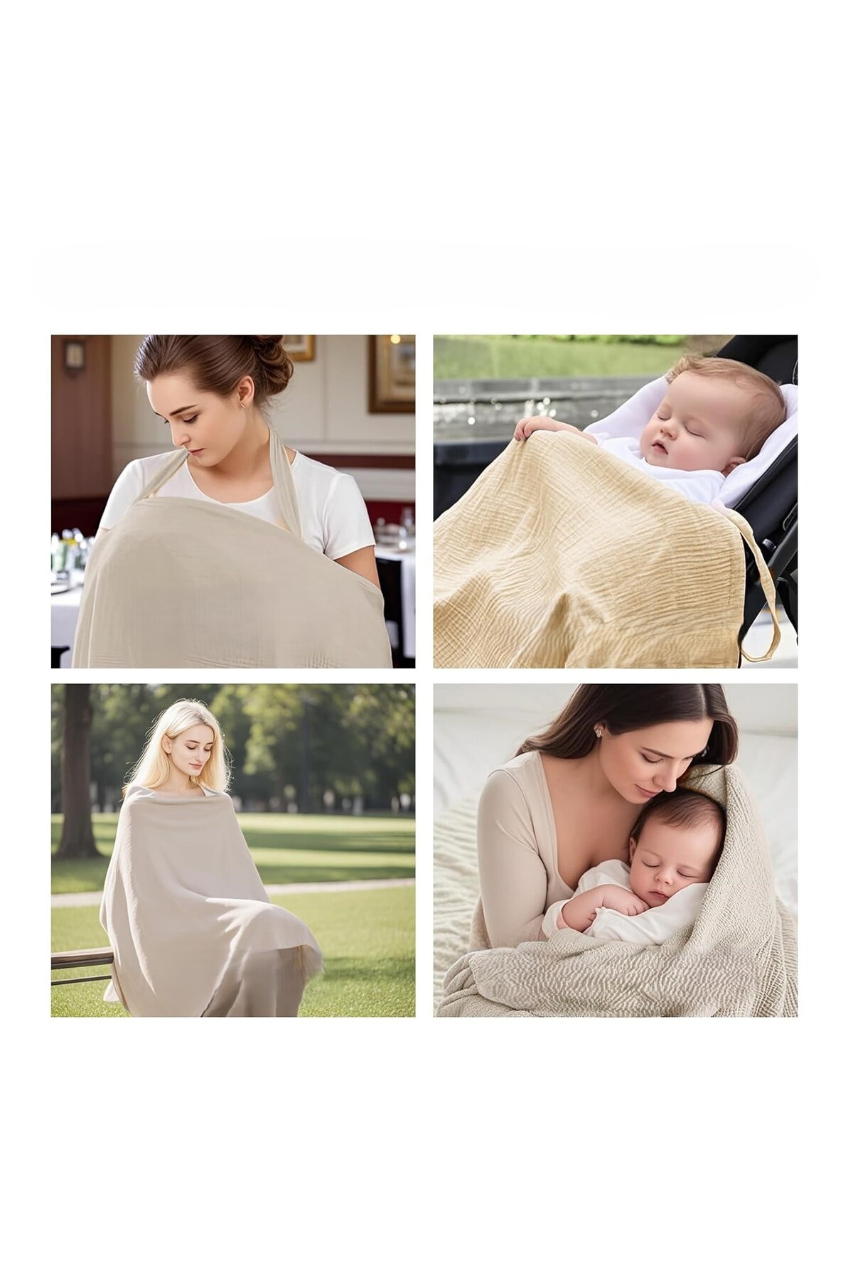 TEGA 2 Katlı Balenli Emzirme Örtüsü 70x100 cm | %100 Pamuk Müslin | Nefes Alan Kumaş fotoğrafı 3 (önizleme)