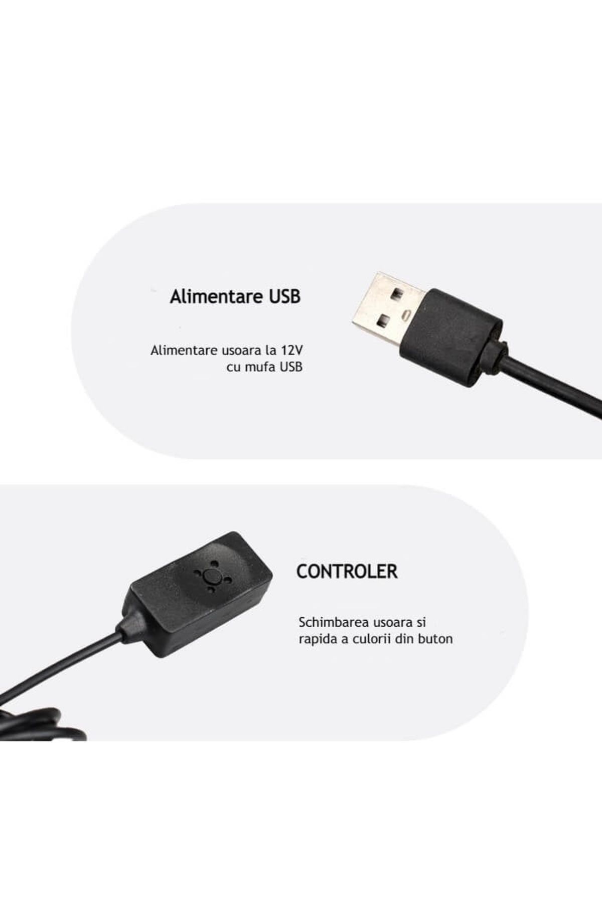 divendi-ro-5m RGB 5m car ambient light, power supply with USB plug, 7 colors 7