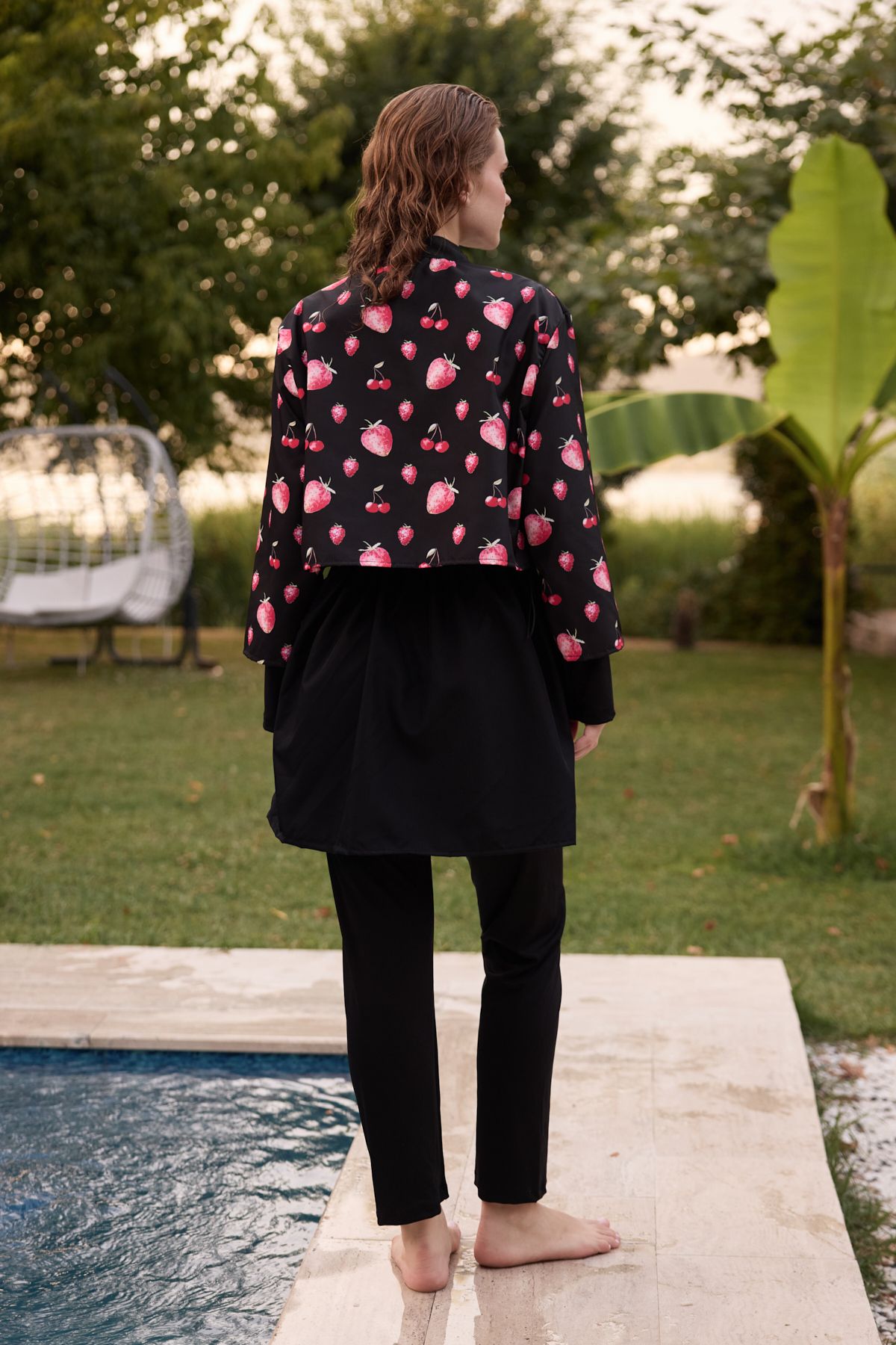 Bipantolon-Γυναικείο Σετ μαγιό Hijab Pink Fresh Fruit με στάμπα 3 τεμαχίων 6