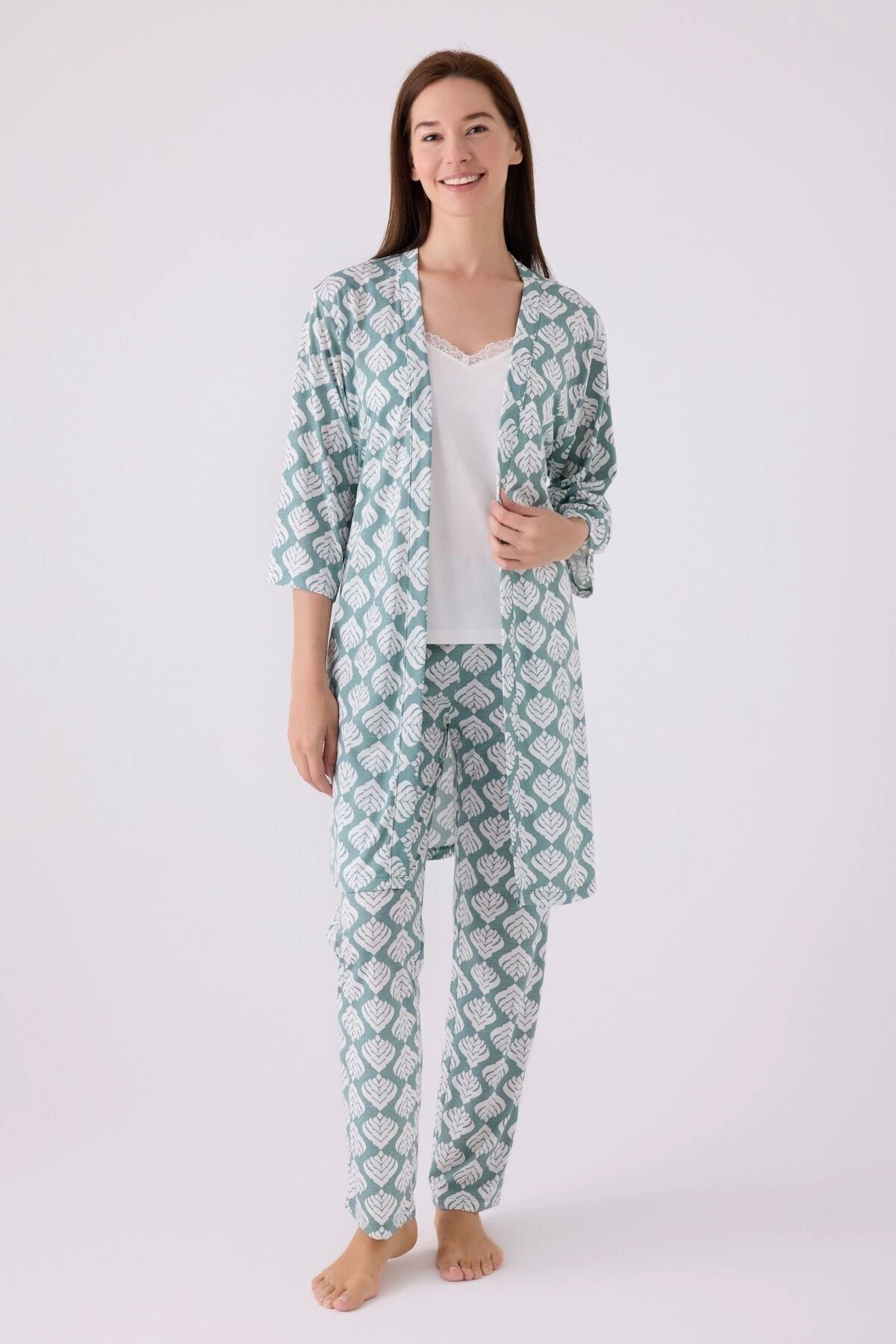 Pierre Cardin-Women's Green 3-Piece Pajama Set 1