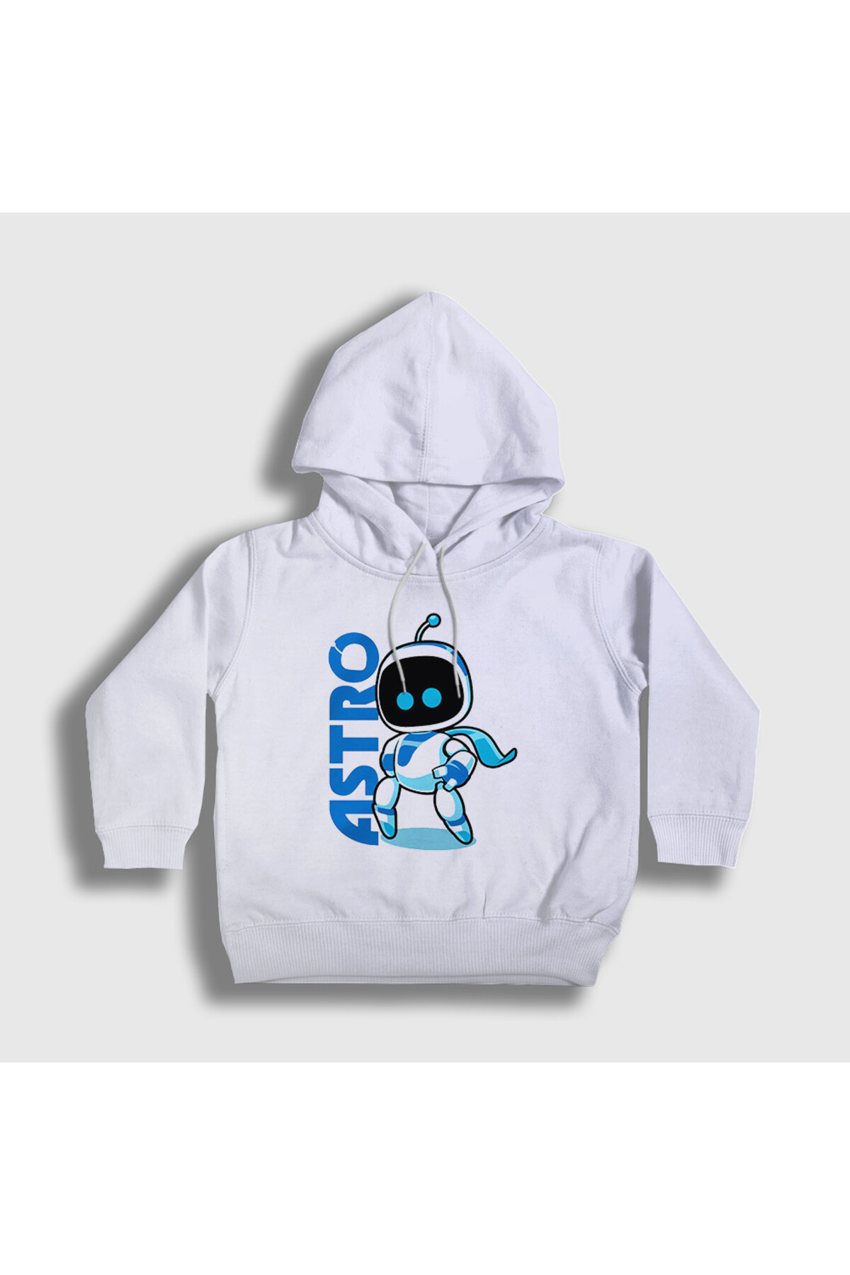 Presmono Unisex Çocuk Beyaz Oyun Kaptan Astro Bot Kapüşonlu