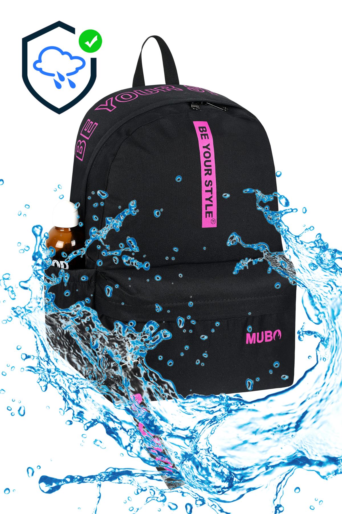 PowerSpeed-Unisex Black Fuchsia Large Volume Backpack Suitable for Daily and School Use 2