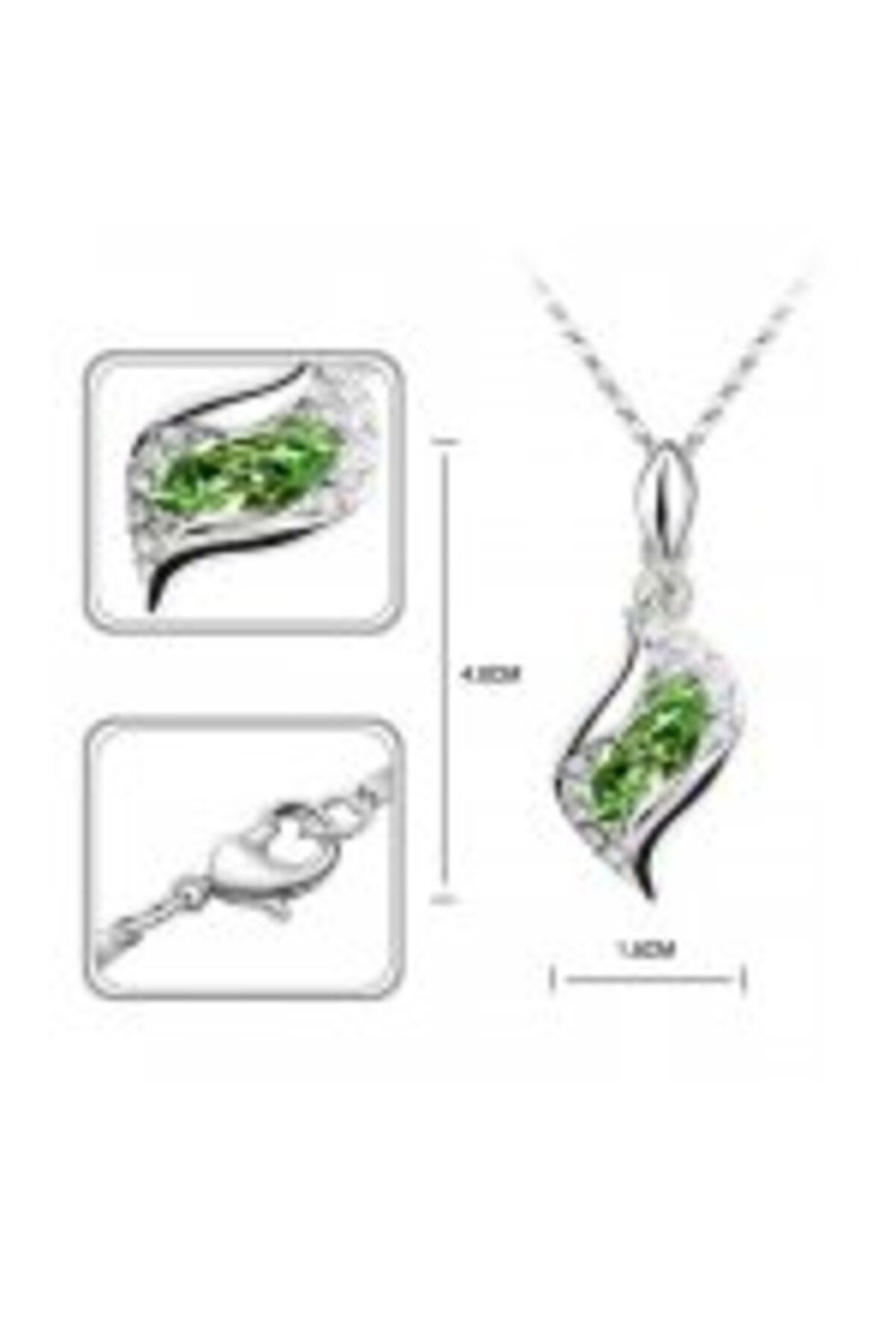 Kelan-Set Bijuterii Argint cu Cristale Emerald – Pandantiv, Cercei și Brățară 4