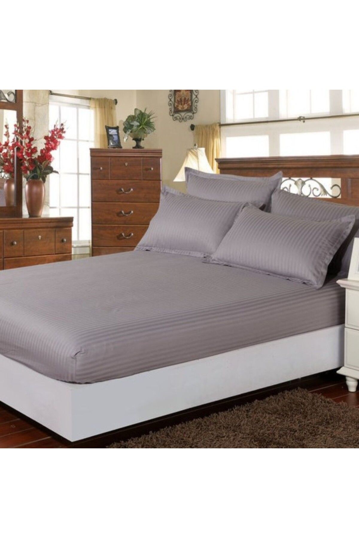 Pucioasa-Damask bed cover set + 2 pillowcases, mattress 140x200cm, light gray 2
