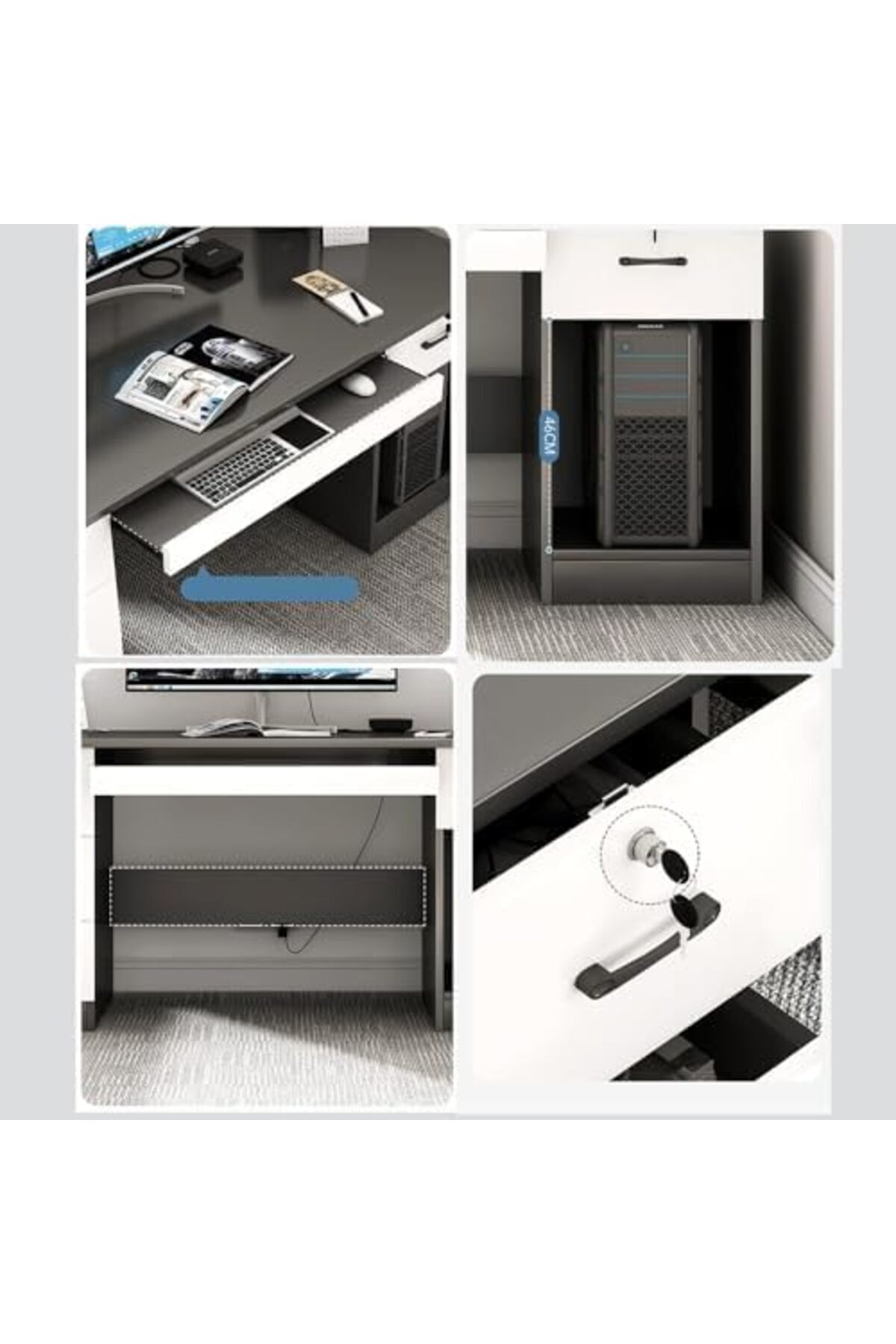 Generic-Computer and Multifunction Table Home Office Workstation 120 CM with 3 Drawers 7