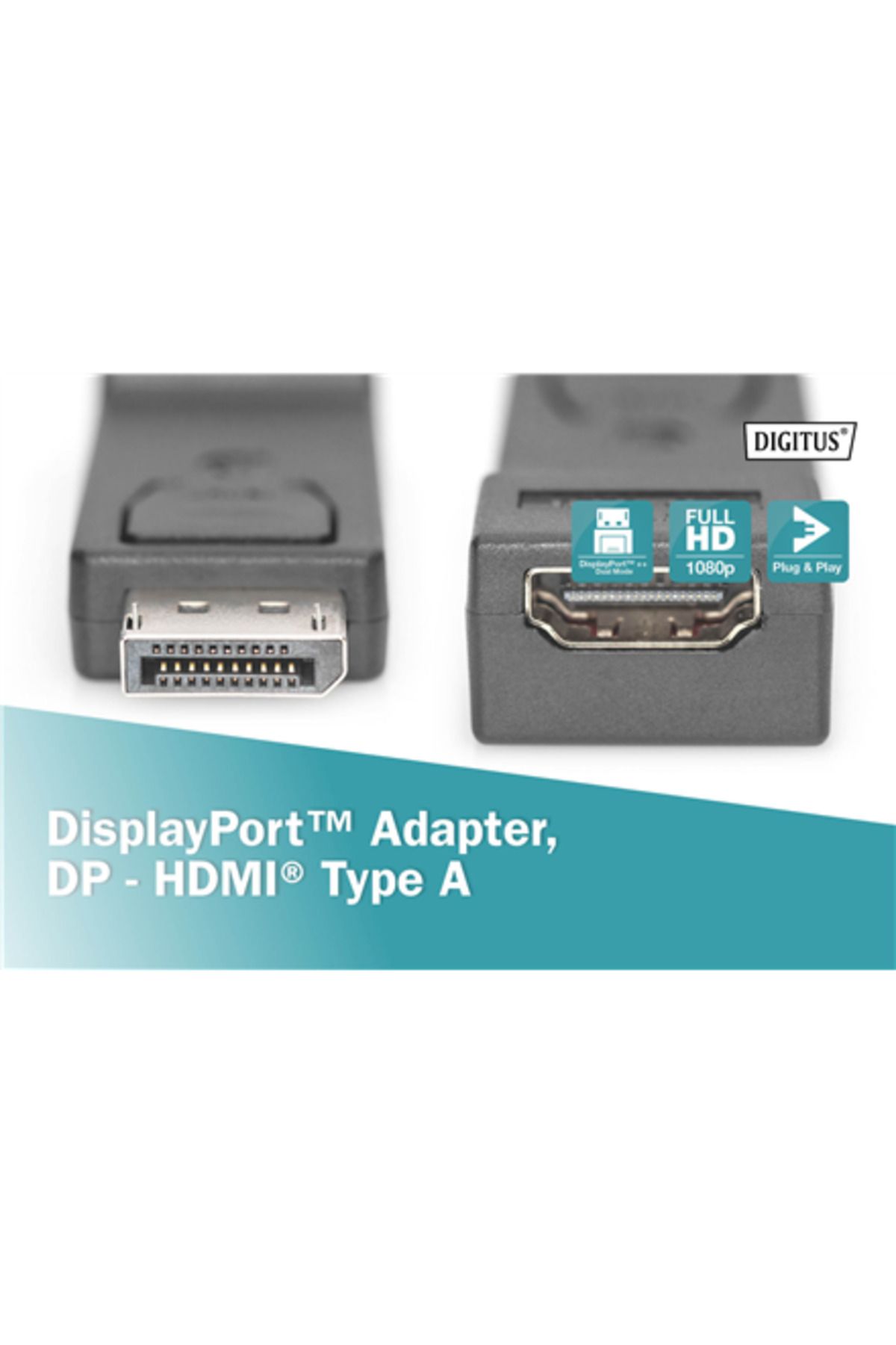 Assmann-Digitus Ak-340602-000-s Display (dp) Adaptor HDMI, Dp Mascul la HDMI A Femeie, Compatibil Dp 1.1a, negru 6