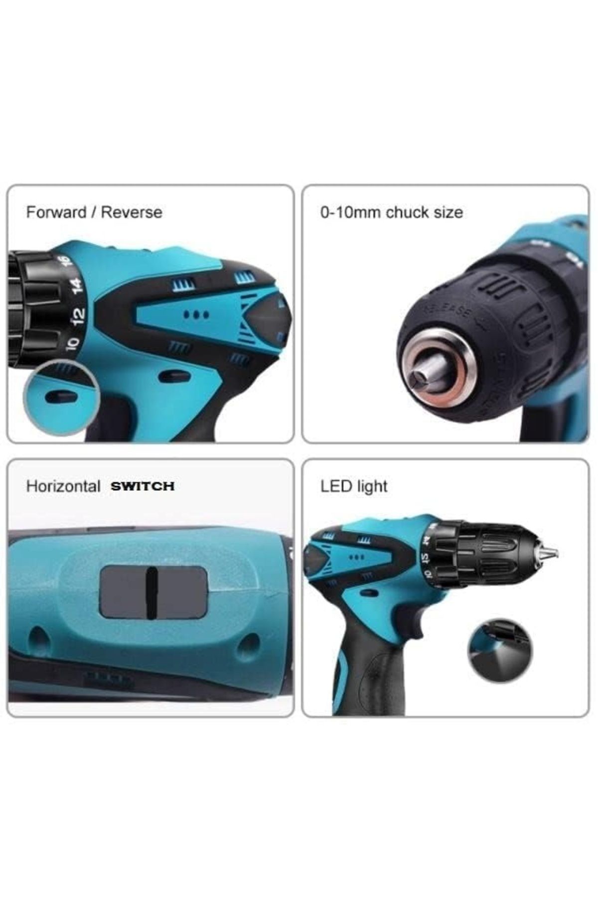 divendi-ro-Set șurubelnițe electrice fără fir, 2 baterii, 12V, 24 de accesorii incluse, 2 viteze, albastru 6