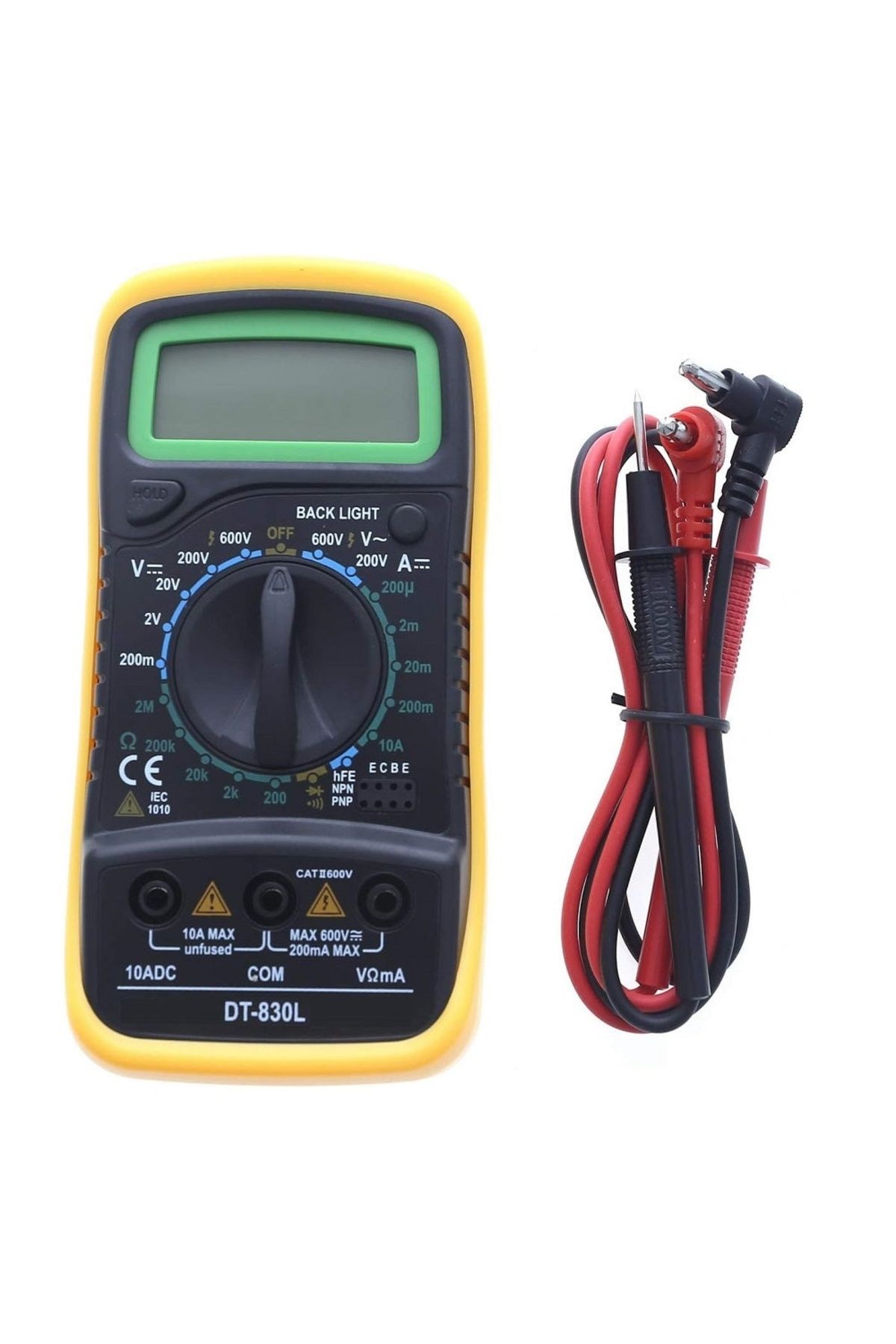 divendi-ro-DT-830L AC/DC Digital Multimeter, AC/DC, with LCD display, black with yellow 5