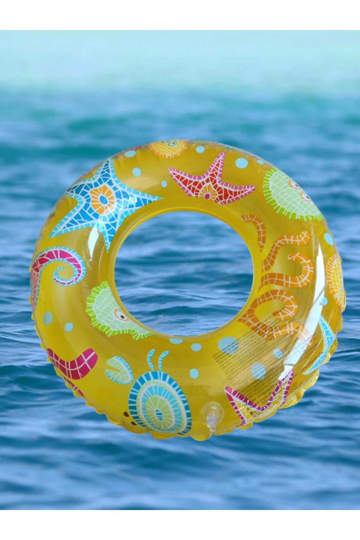 buradanaldım Sarı Hayvanlı Desenli Şişme Deniz Simiti, Havuz Can Simiti 0-3 Yaş