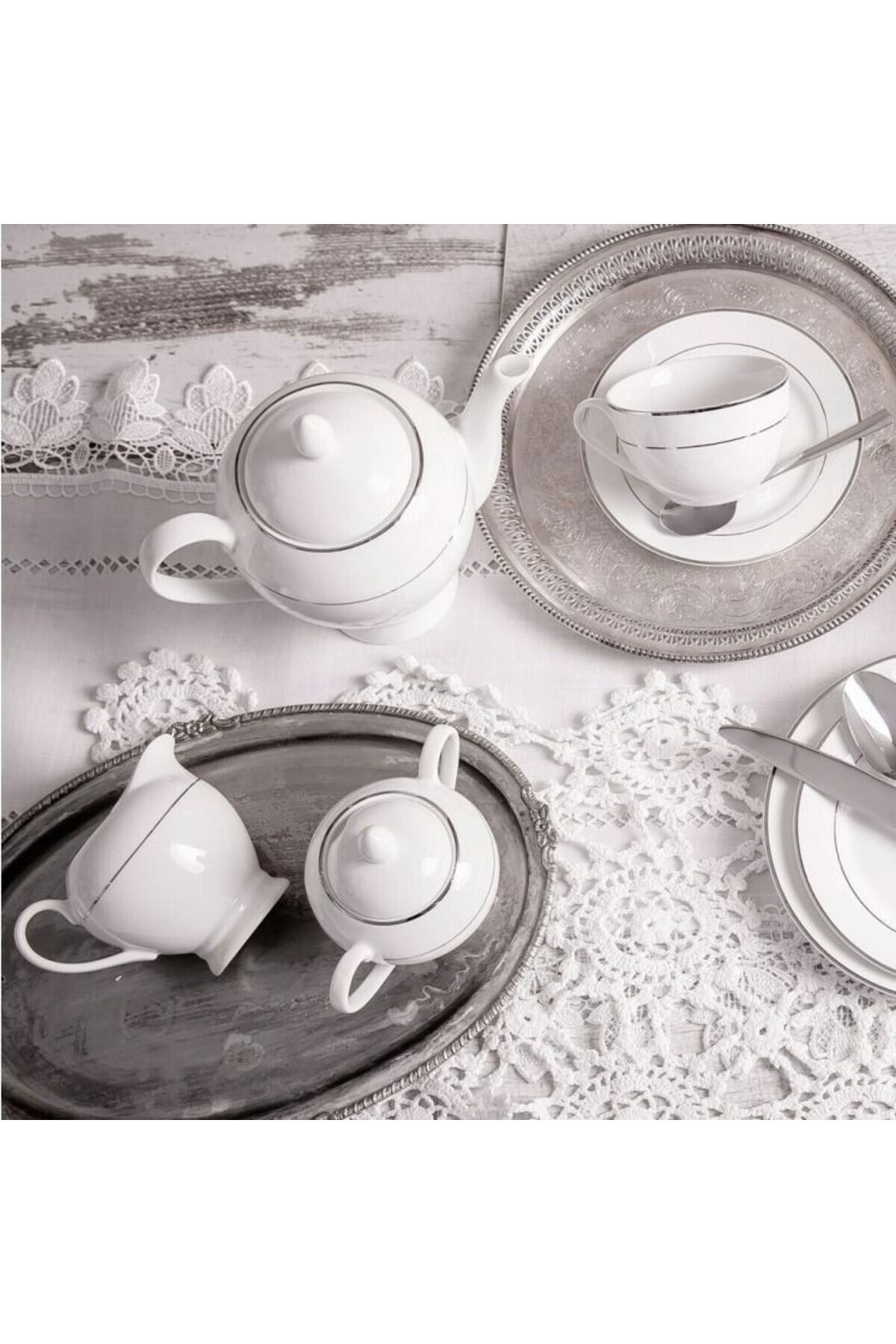 Ambition-Porcelain teapot 1.1L, Aura Silver 3