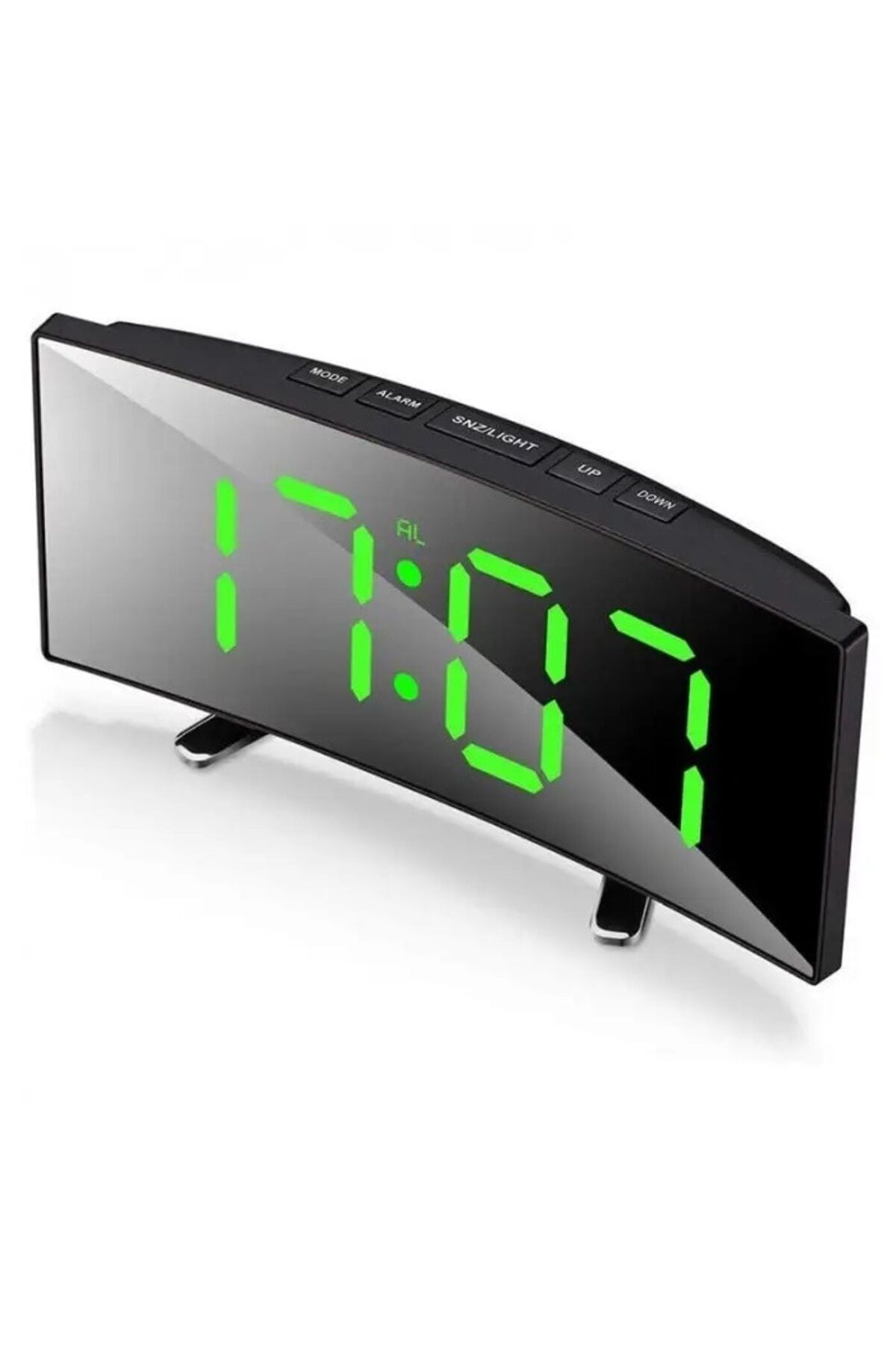 dalimag-Digital Desk Clock with Mirror Design, Curved LED Screen, Green Display, Day/Night Mode, Alarm, Blac 4