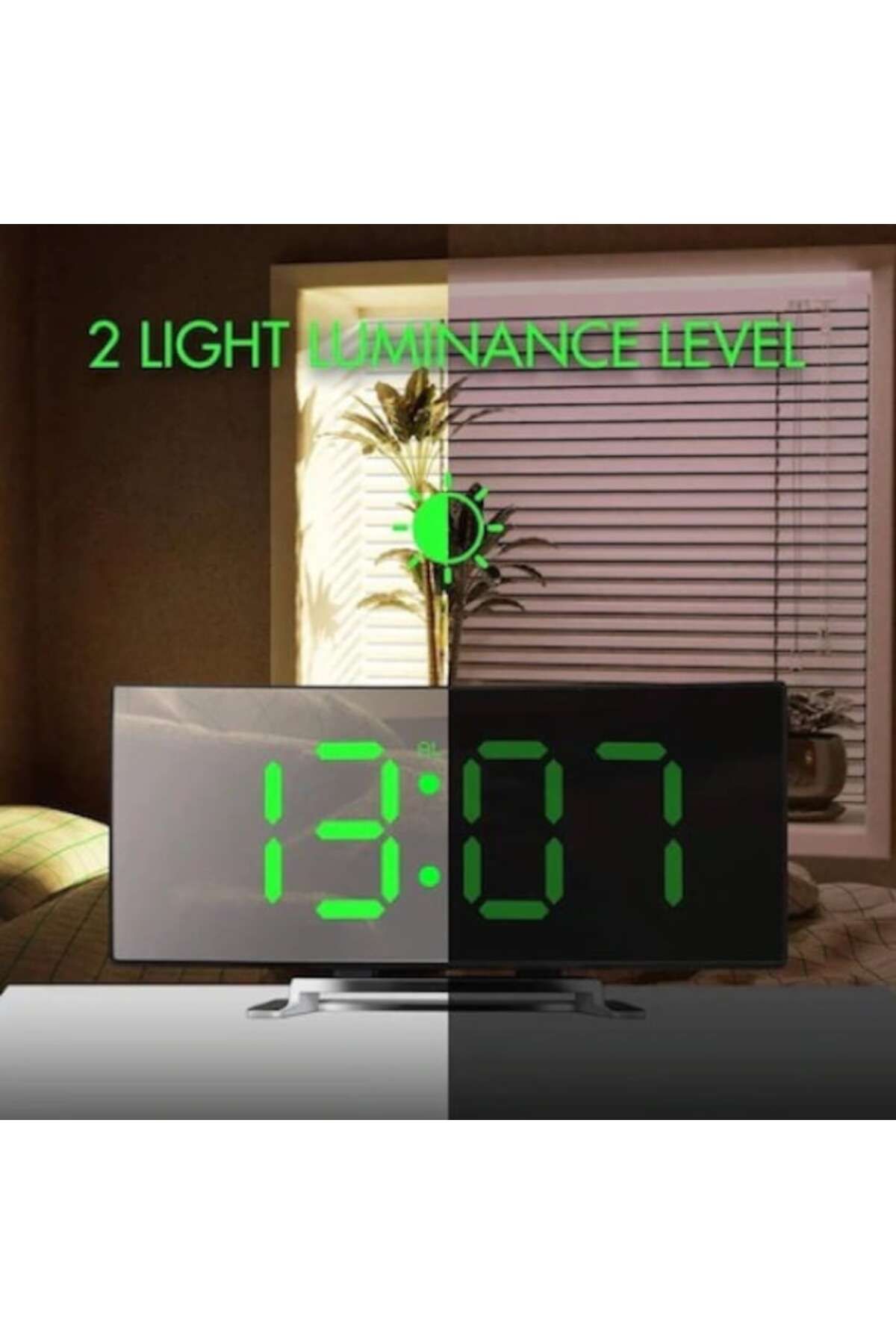OEM-Multifunctional LED Clock, Mirror, Large LCD Display, Day/Night Mode 3