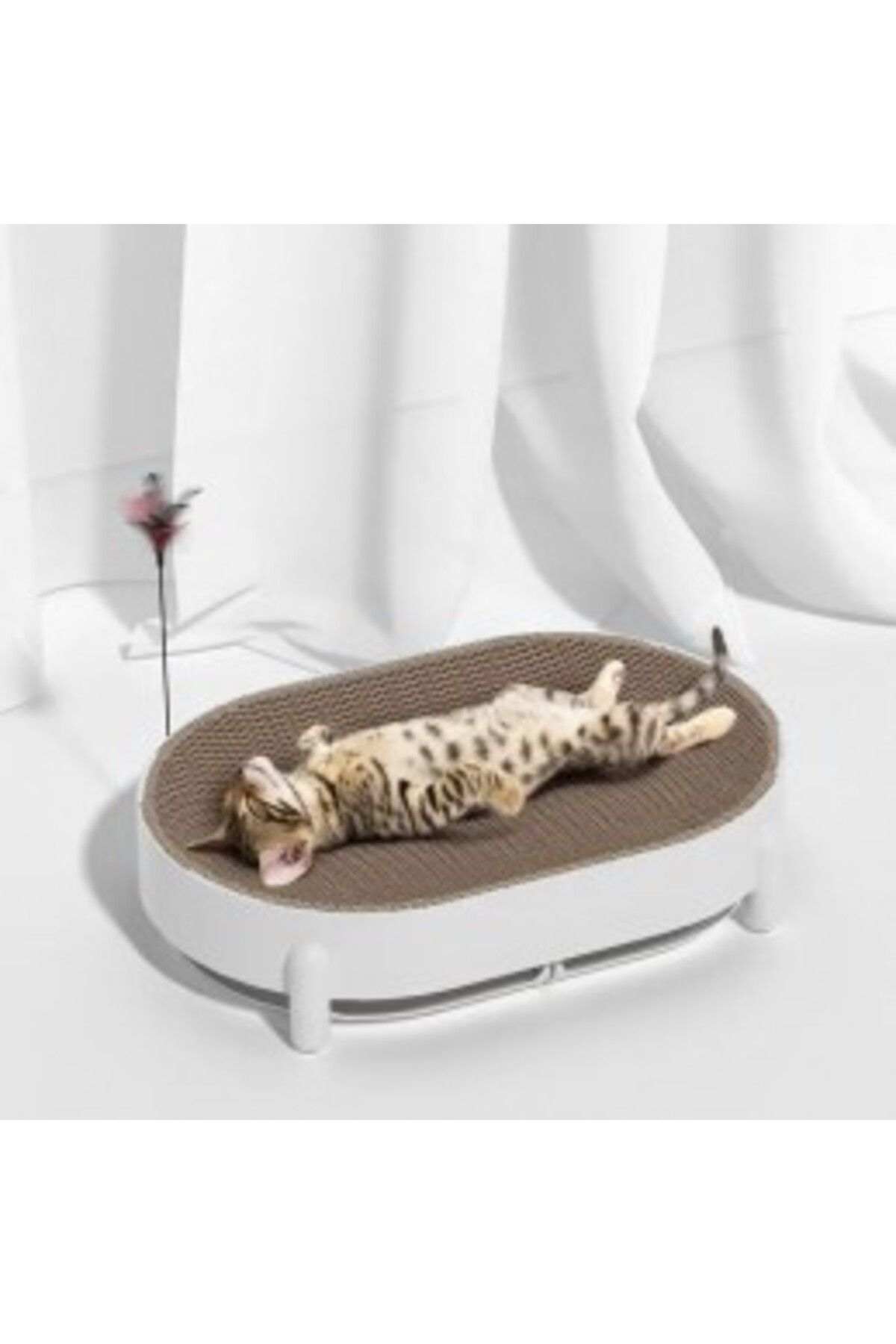 OEM-Multifunctional Nest With Scratching Mat, With Two Rattling Balls, 48 X 32 X 10.8 Cm 3