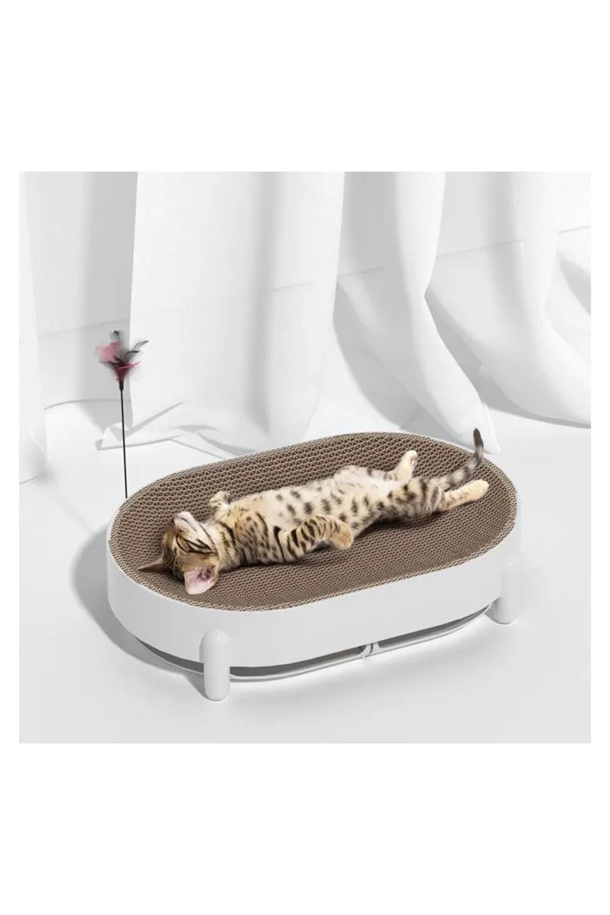 OEM-Multifunctional Nest With Scratching Mat, With Two Rattling Balls, 48 X 32 X 10.8 Cm 1