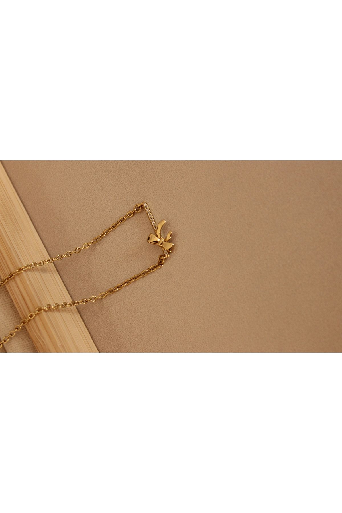 Tişt Accessory-Xuping Gold Plated Zircon Stone Bow Model Necklace - Does Not Blacken 1