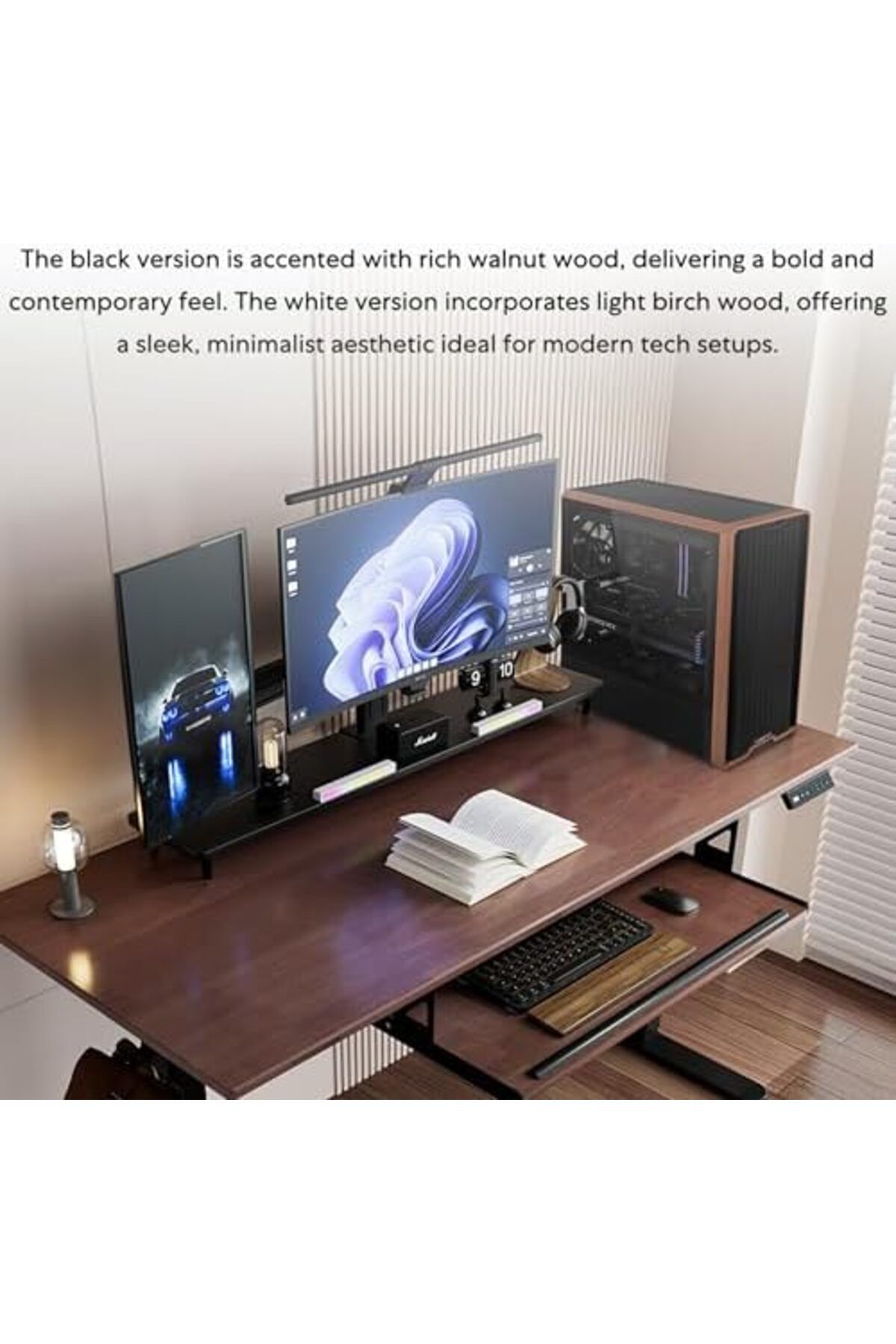 Lian Li-LANCOOL 217 Genuine Walnut Wood Computer Case, Mid-Tower ATX PC Case with 5 Pre-Installed PW 8