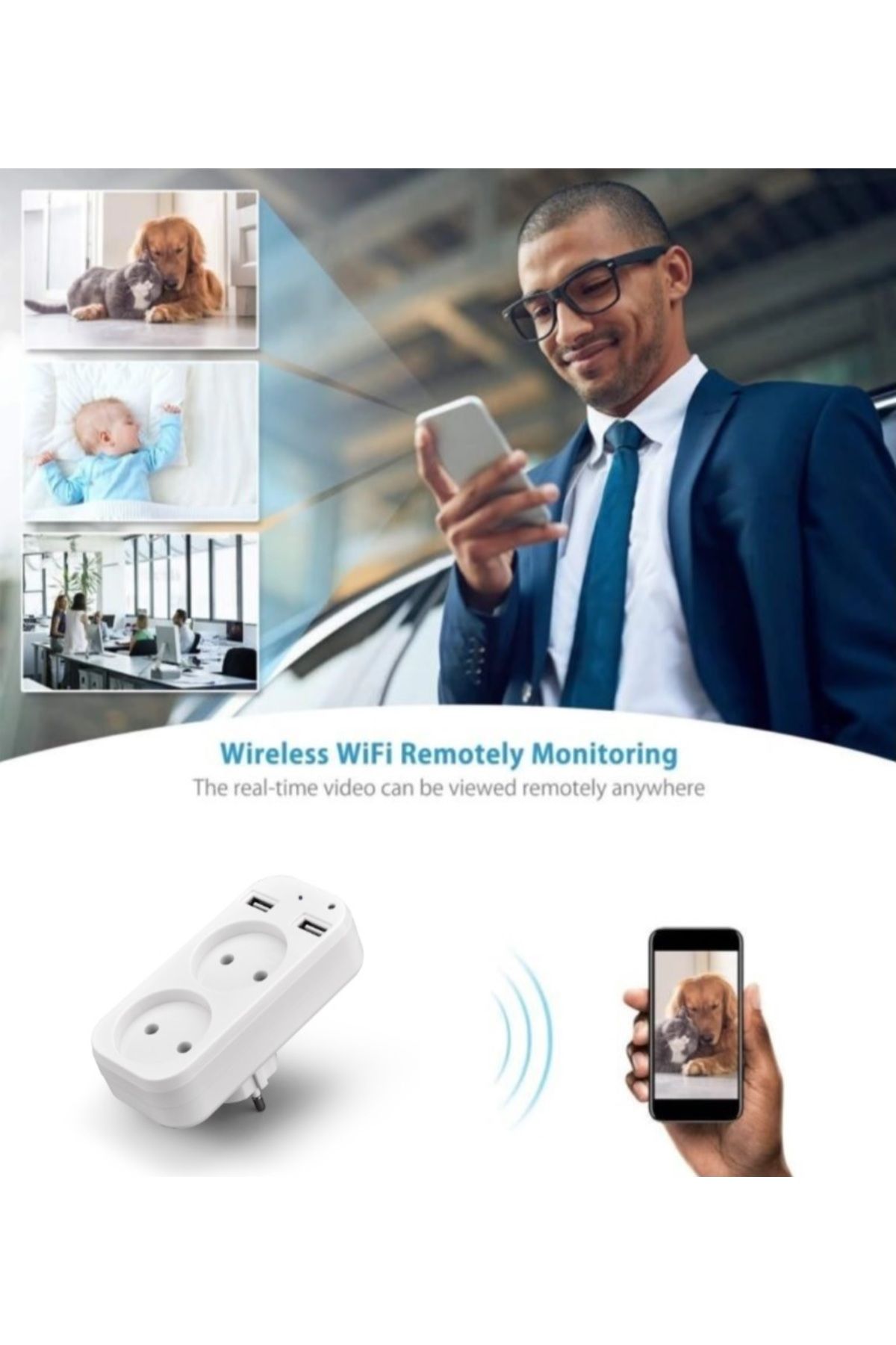 SpyGadget-Adaptor Priza cu Camera Spion SpyGadget, Full HD, WiFi, P2P IP, Aplicatie Android/iOs/PC 3