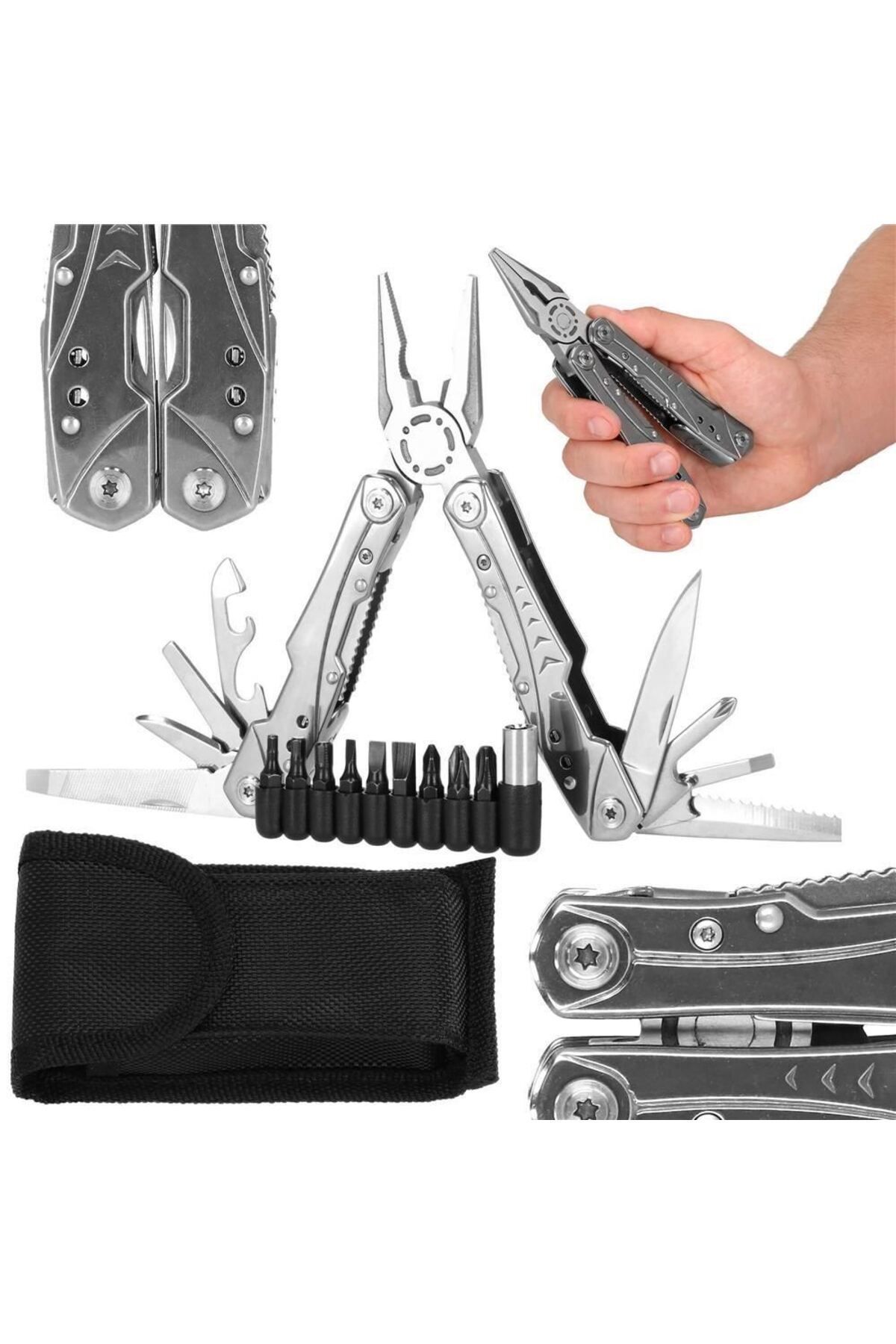 Springos-Tool, knife, multifunctional, 22 in 1, tips/bits, with case, stainless steel, 16x12.5x1.5 cm, 8