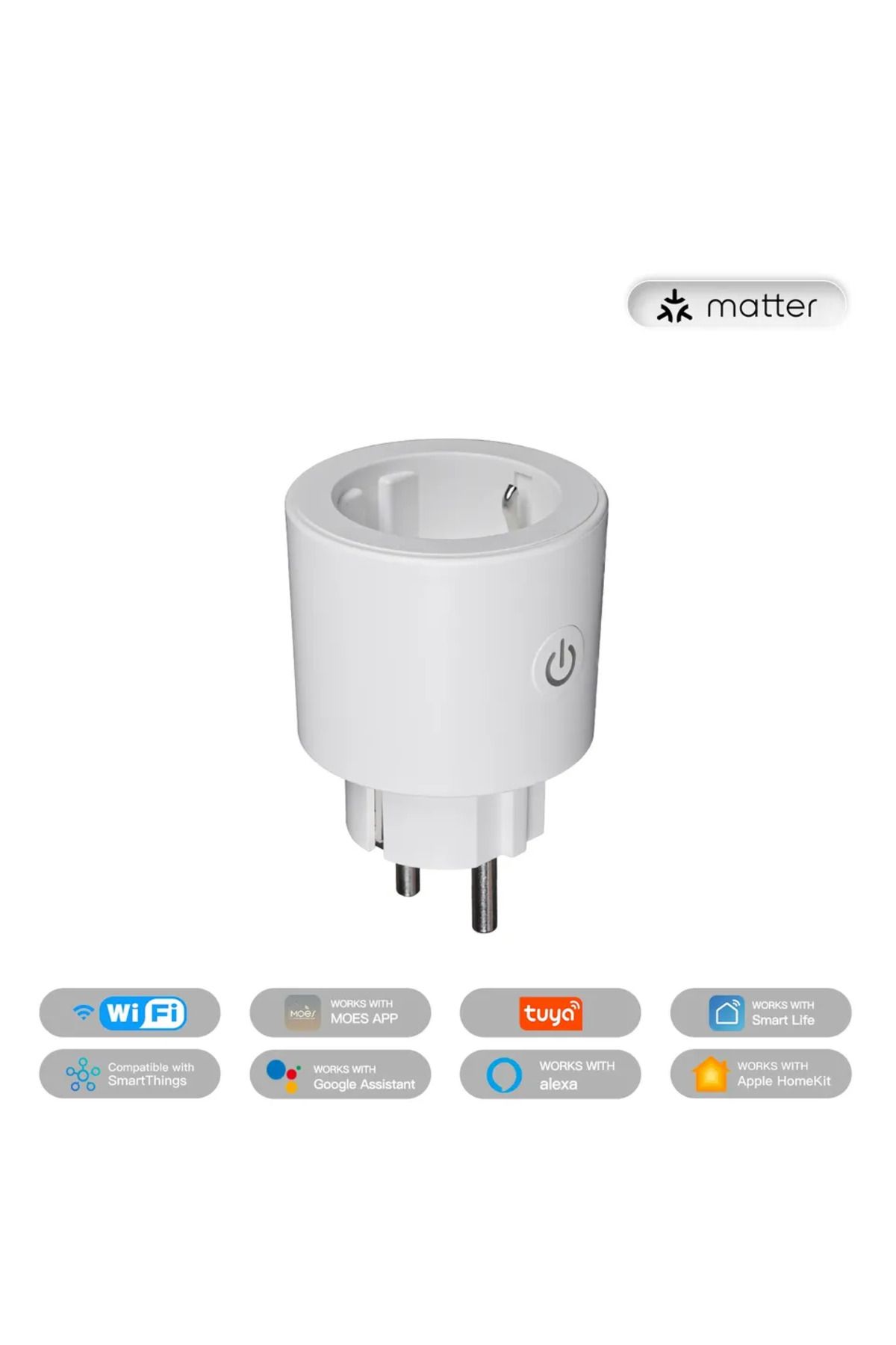MOES-Matter Plug EU Tuya Smart Matter Plug WiFi Socket 16A Outlet Power Monitor Remote Control Suppo 1
