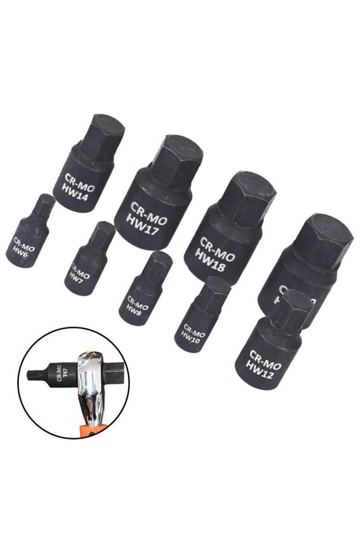 Vibra Tite-9pcs Hexagon Screwdriver Socket H6 H7 H8 H10 H12 H14 H17 H18 H19 Hex Bit Nuts Driver Socket 1/4in... 8