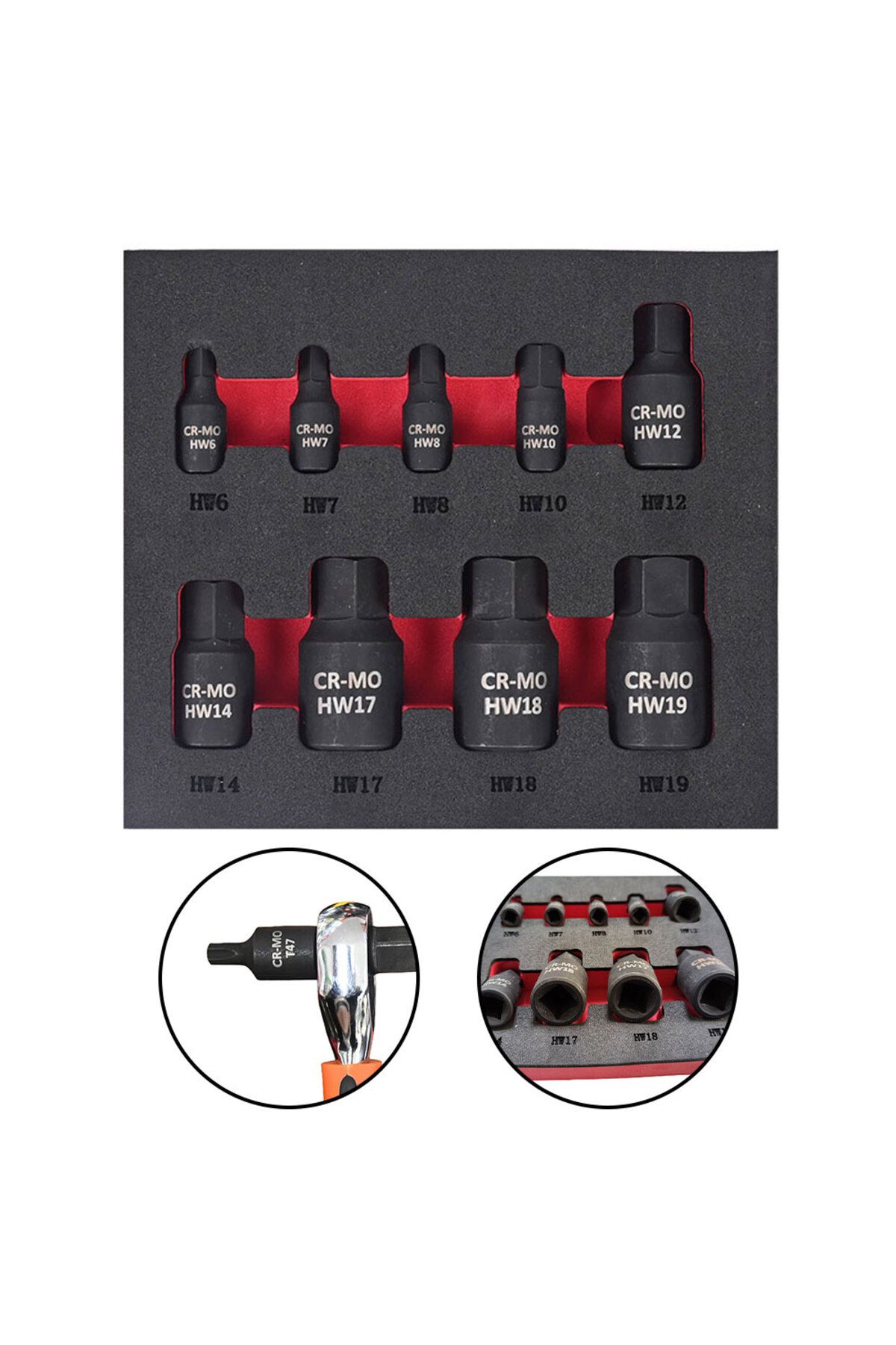 Vibra Tite-9pcs Hexagon Screwdriver Socket H6 H7 H8 H10 H12 H14 H17 H18 H19 Hex Bit Nuts Driver Socket 1/4in... 3