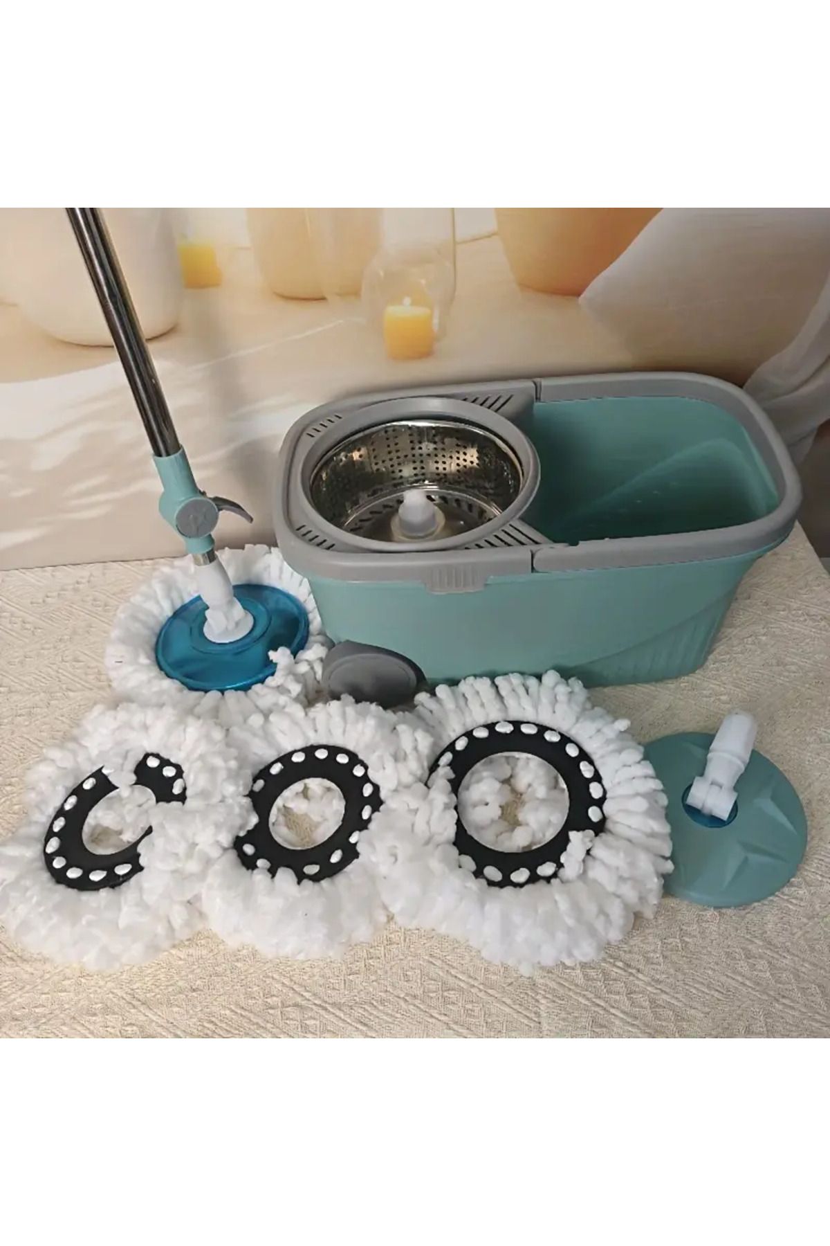 rexa-Round Rotating Mop – 360° Spin Floor Cleaning System with Bucket 1