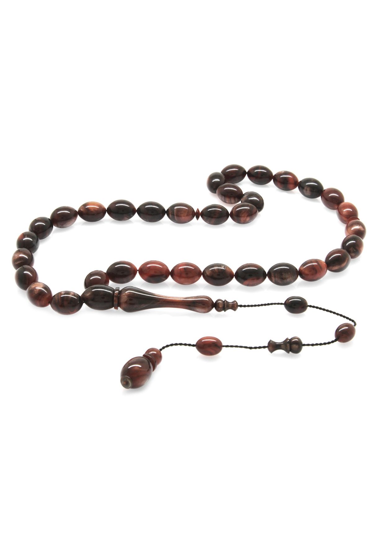 Tesbihane-Systemed Barley Cut Pearlescent Red Black Colorful Catalin Prayer Beads 1