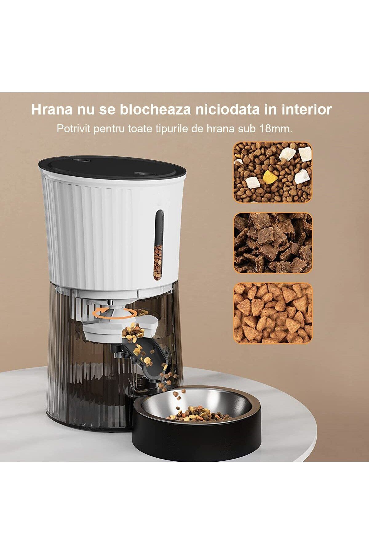 WowStep-Hranitor Automat pentru Caini si Pisici, Inregistrare Voce, 4l, Adapator, 6 Mese Automate, Alb 7