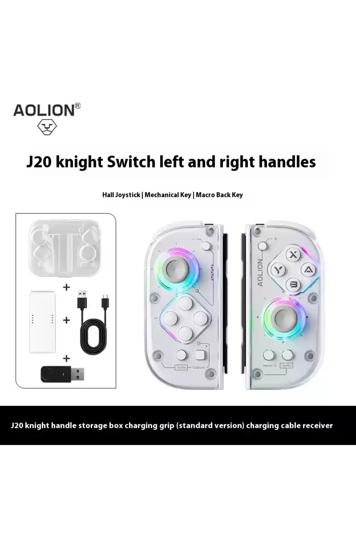Choice-With Charge Dongle Aolion J20 Knight Wireless Gamepad with Left And Right Switch Hall Joystick Motio 1