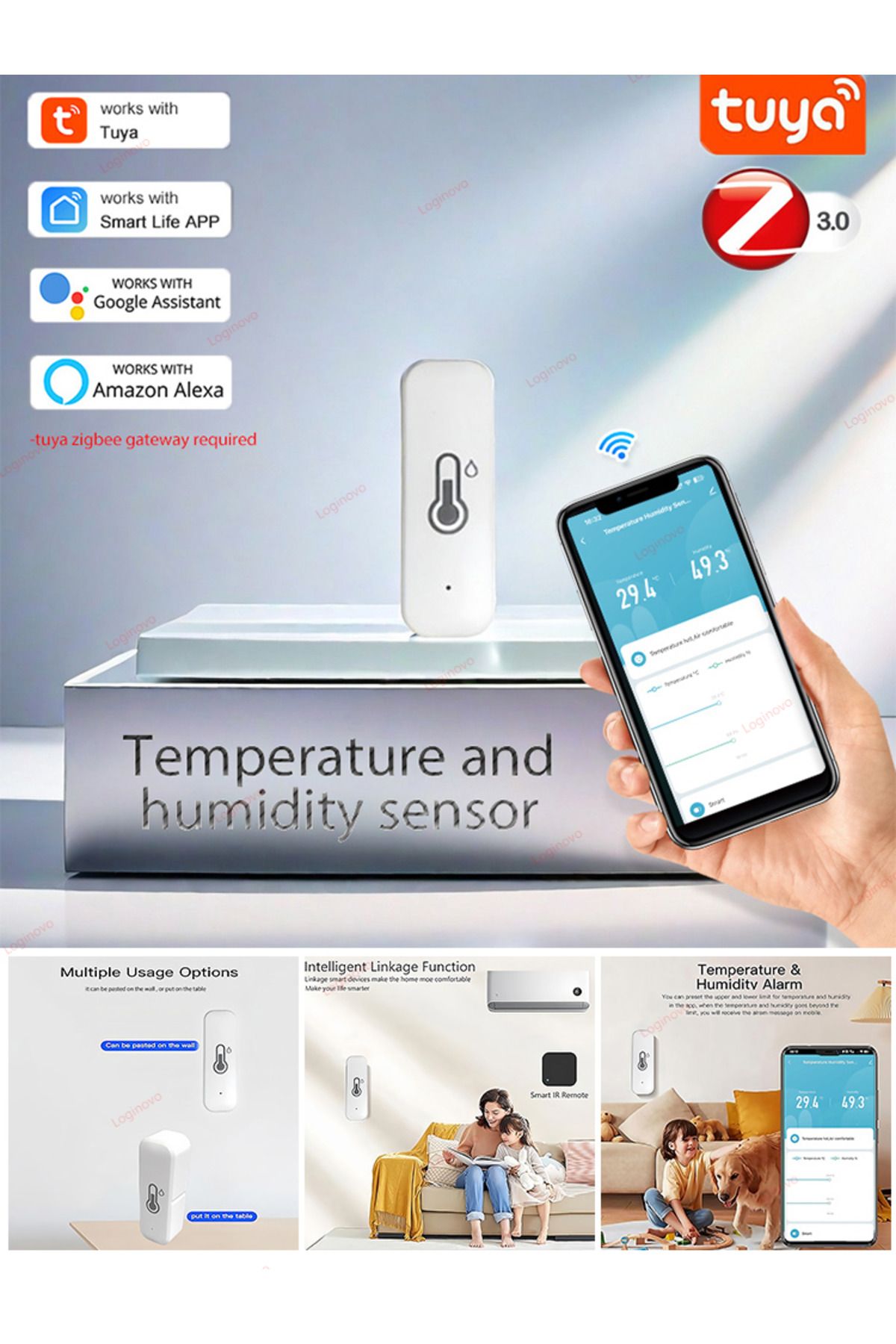 Choice-Tuya Zigbee 3.0 Temperature And Humidity Sensor Meter Smart Life APP Home Automation Battery Powe... 7
