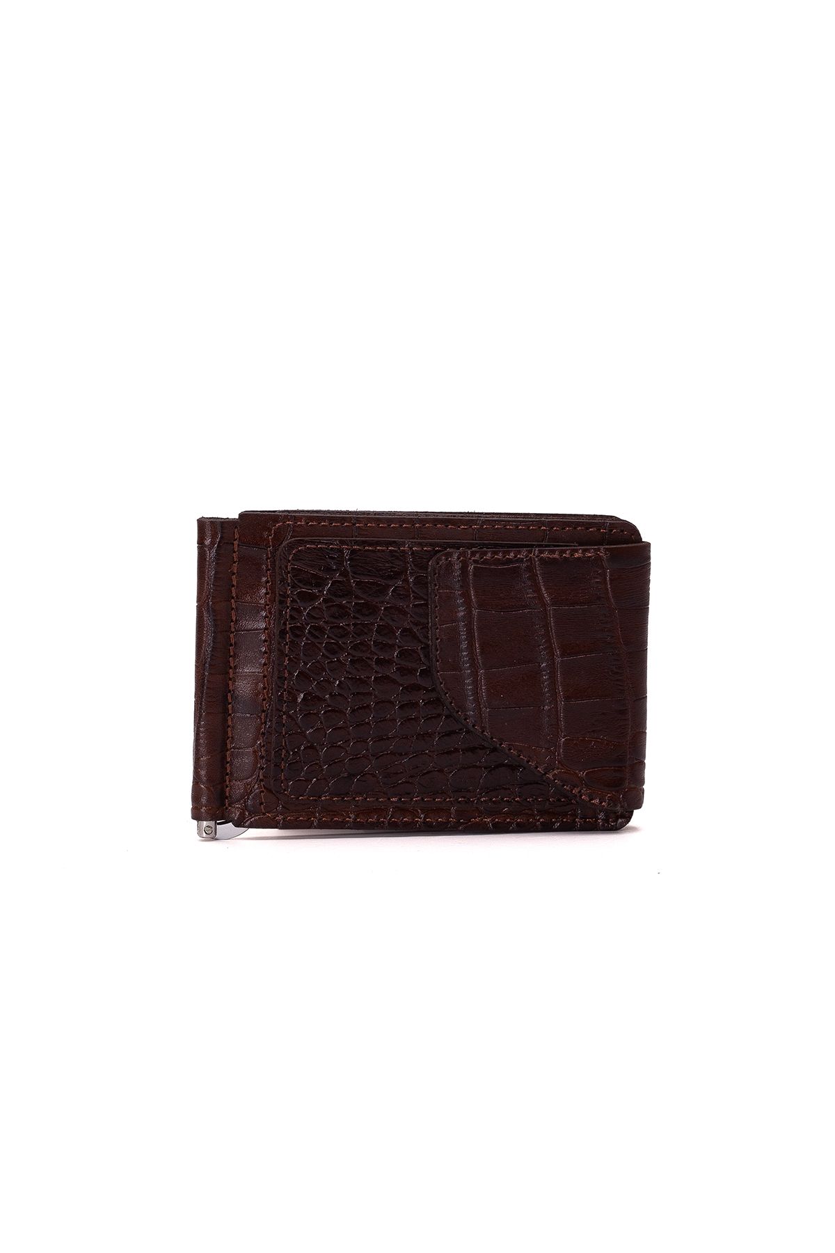 Niki Leather-Πορτοφόλι Rafel Brown Crocodile από γνήσιο δέρμα με κλιπ χρημάτων και κάλυμμα μαγνήτη 3