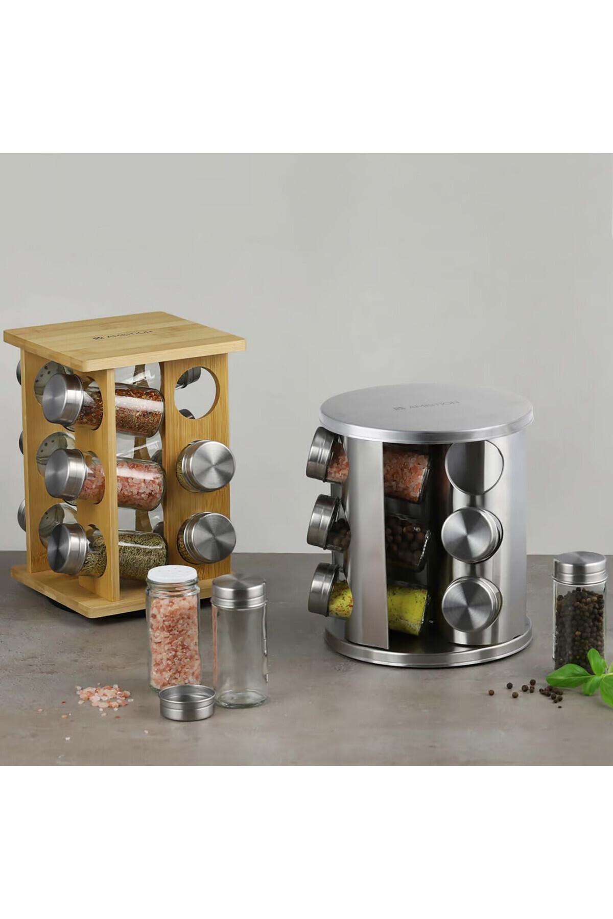 Ambition-Set recipiente condimente, 12 piese, suport inox, Cleo 2