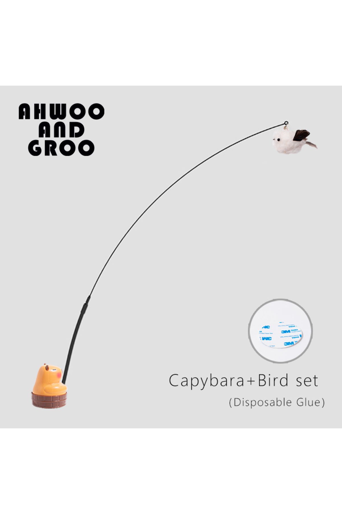 Choice-Glue Bird Simulation Capybara Cat Toys Funny Interactive Bird with Bell Cat Stick Toy for Kitten Pla 1