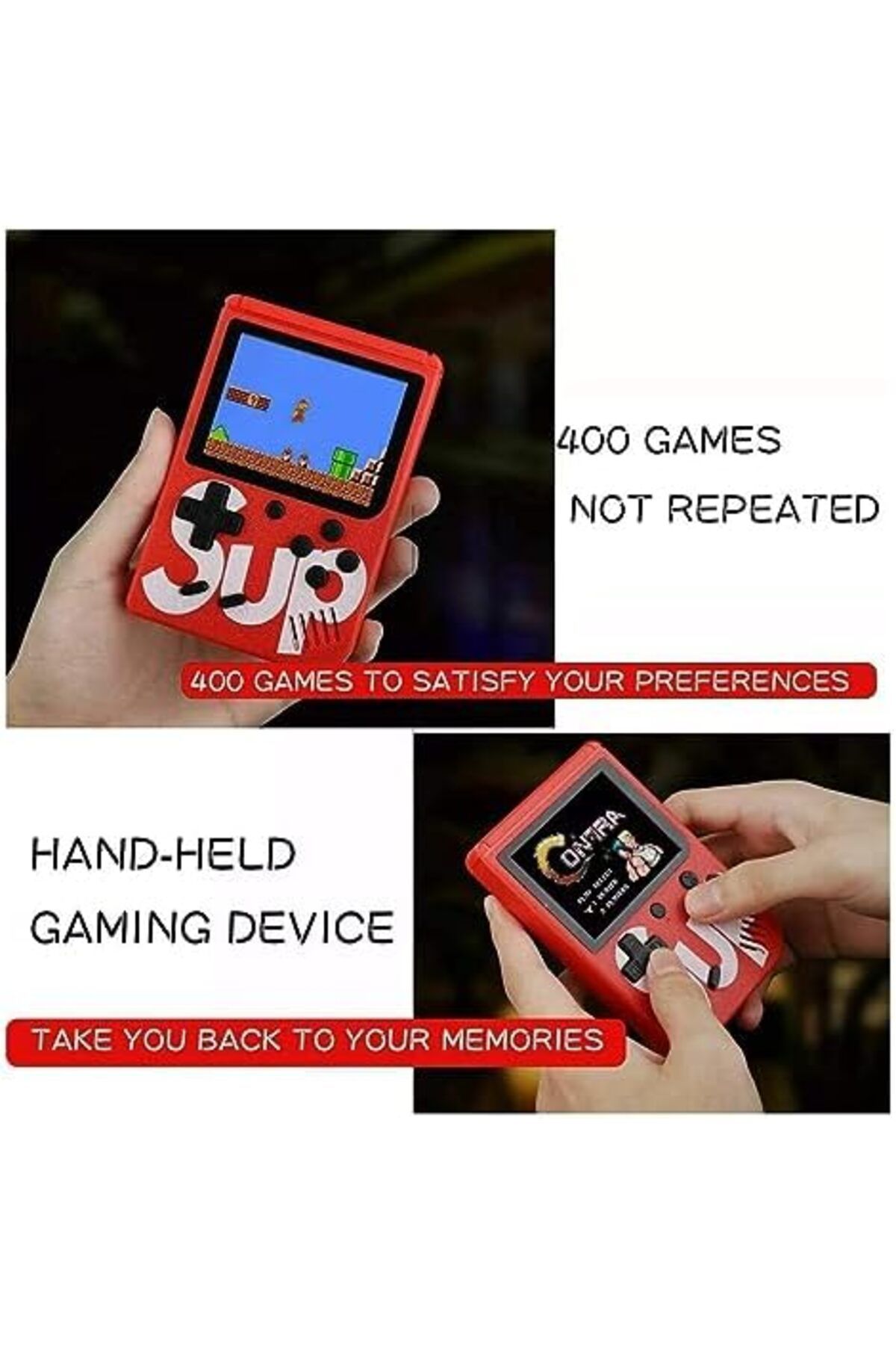 Yuwell-YU WELL 400 in 1 SUP GAMEBOX Cl00 in 1 SUP GAMEBOX Classic Retro Gaming Console (Single Player, Red) 3
