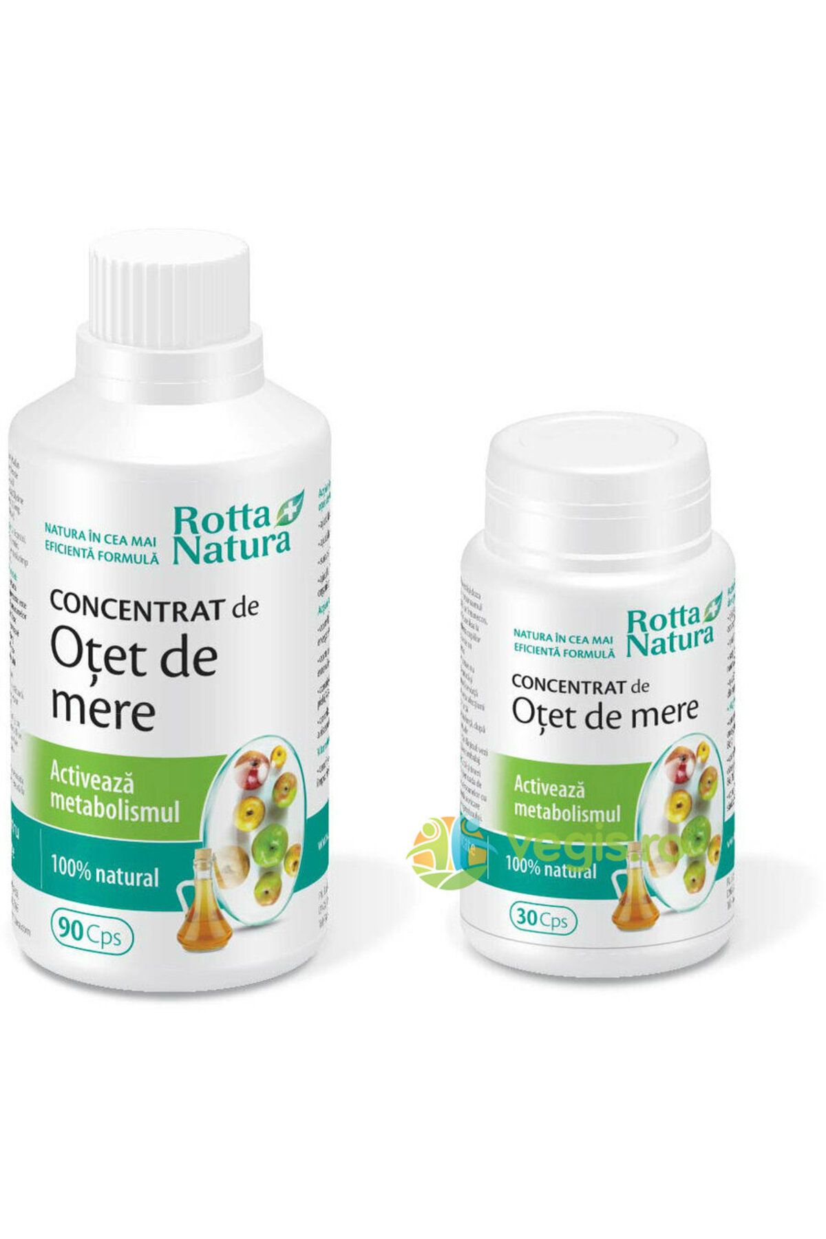 Rotta Natura Concentrat De Otet De Mere, Metabolism Activ Pachet 90 Cps 30 Cps, - One Size