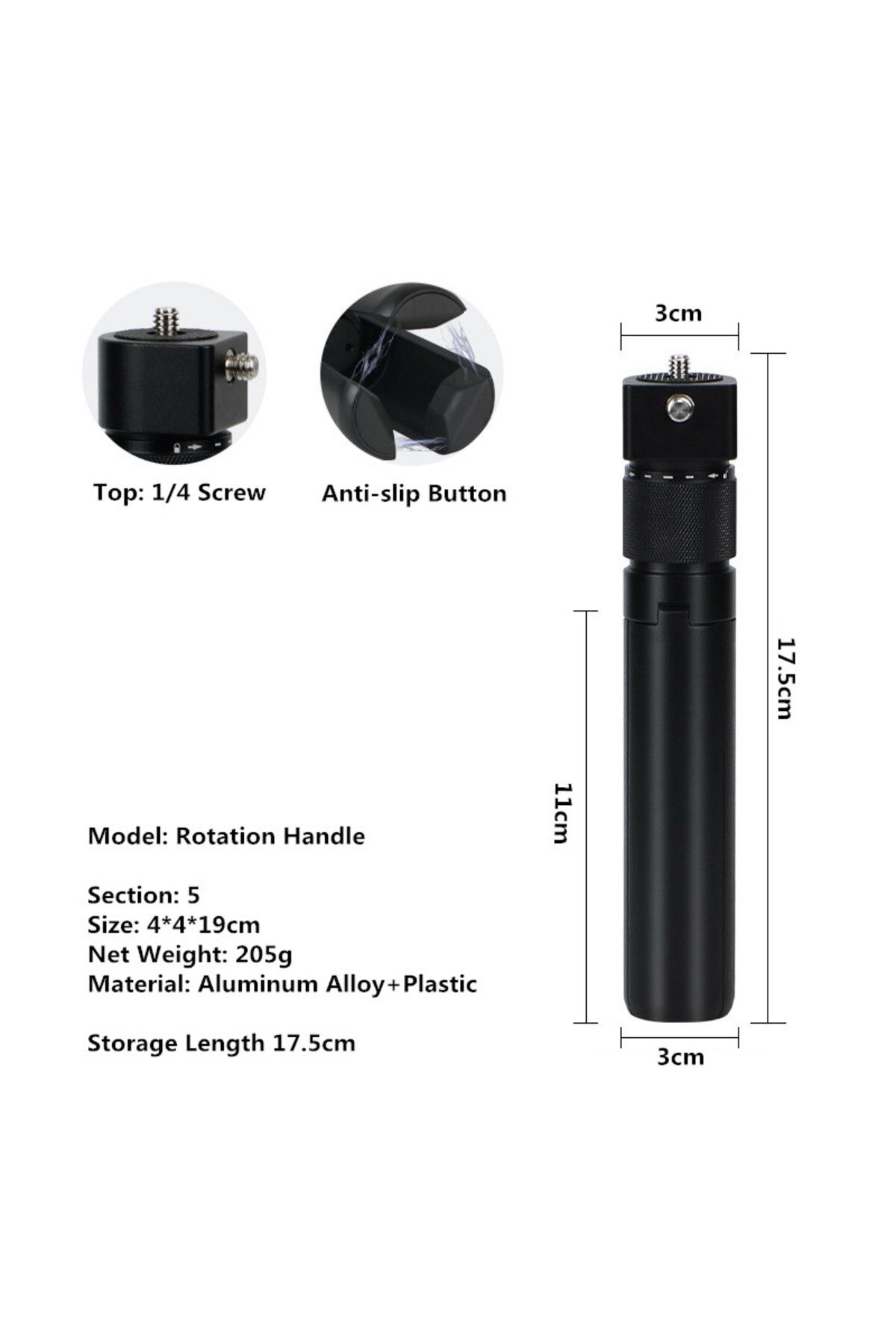 Choice-Tripod Invisible Selfie Stick for GoPro 13 12 11 10 9 8 Insta360 X5 X4 X3 X2 1/4" Extended Monopod P 1