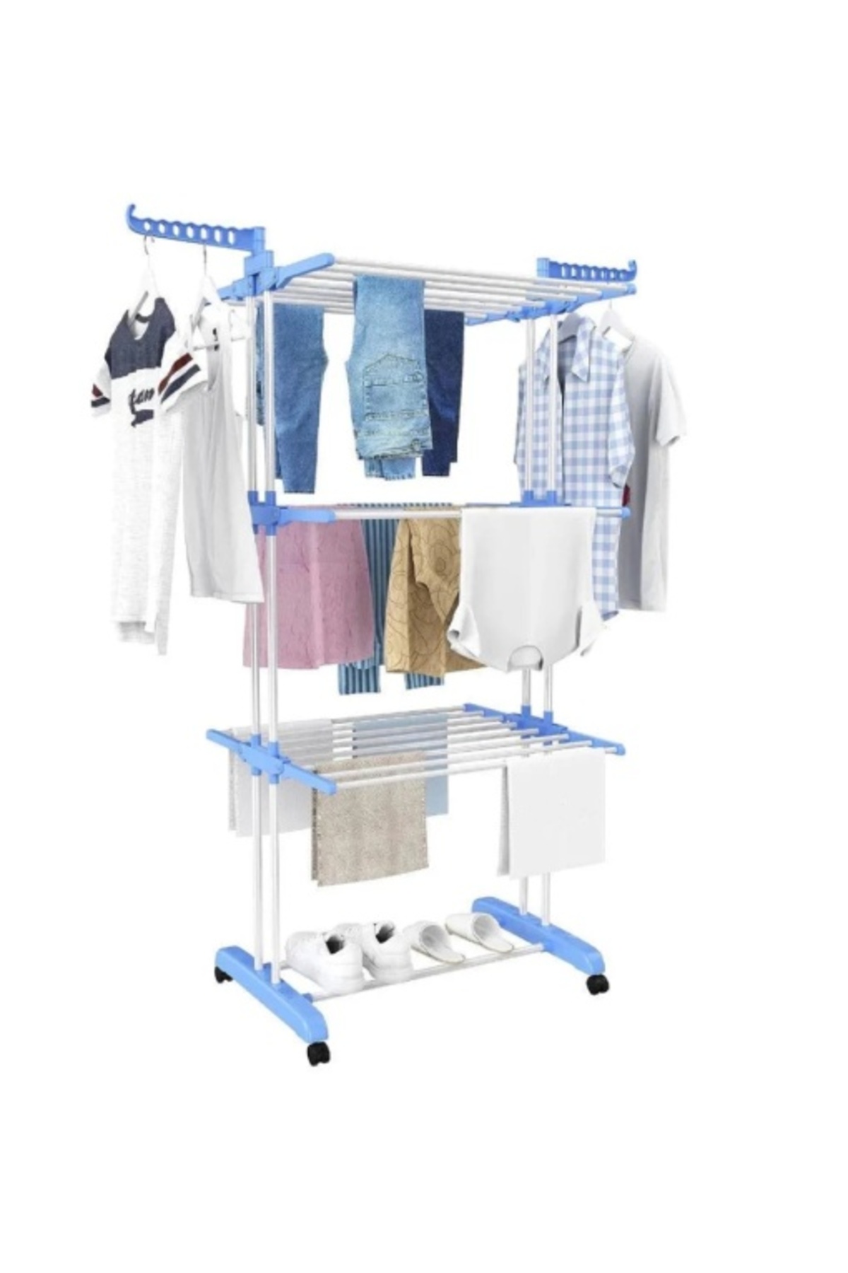 ZanaCasei Вертикална, мобилна и сгъваема сушилня за дрехи с държач за закачалка