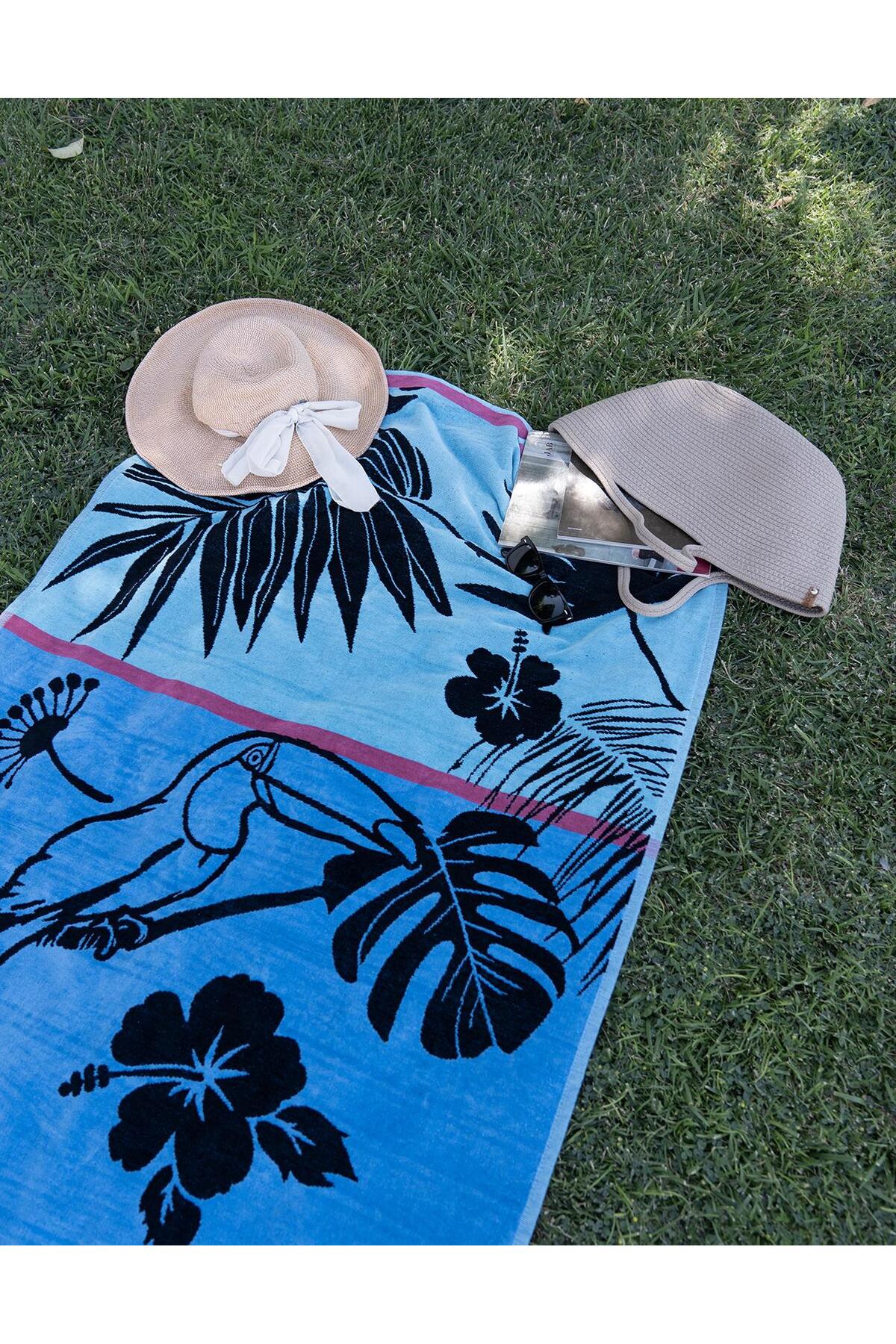 Velvet Tropical Patterned 90x180 cm Outlet Beach Towel