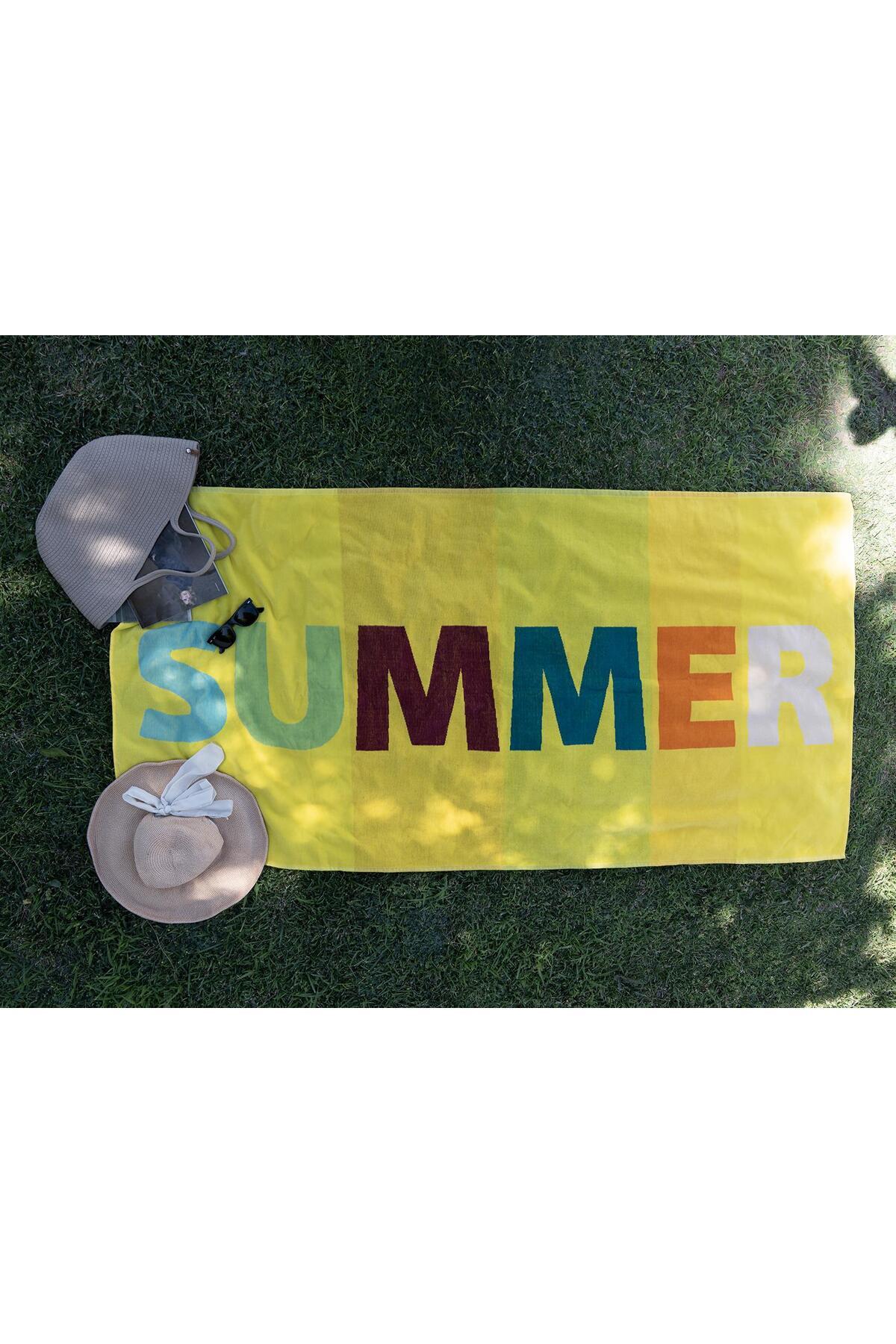 Velvet Tropical Patterned 90x180 cm Outlet Beach Towel