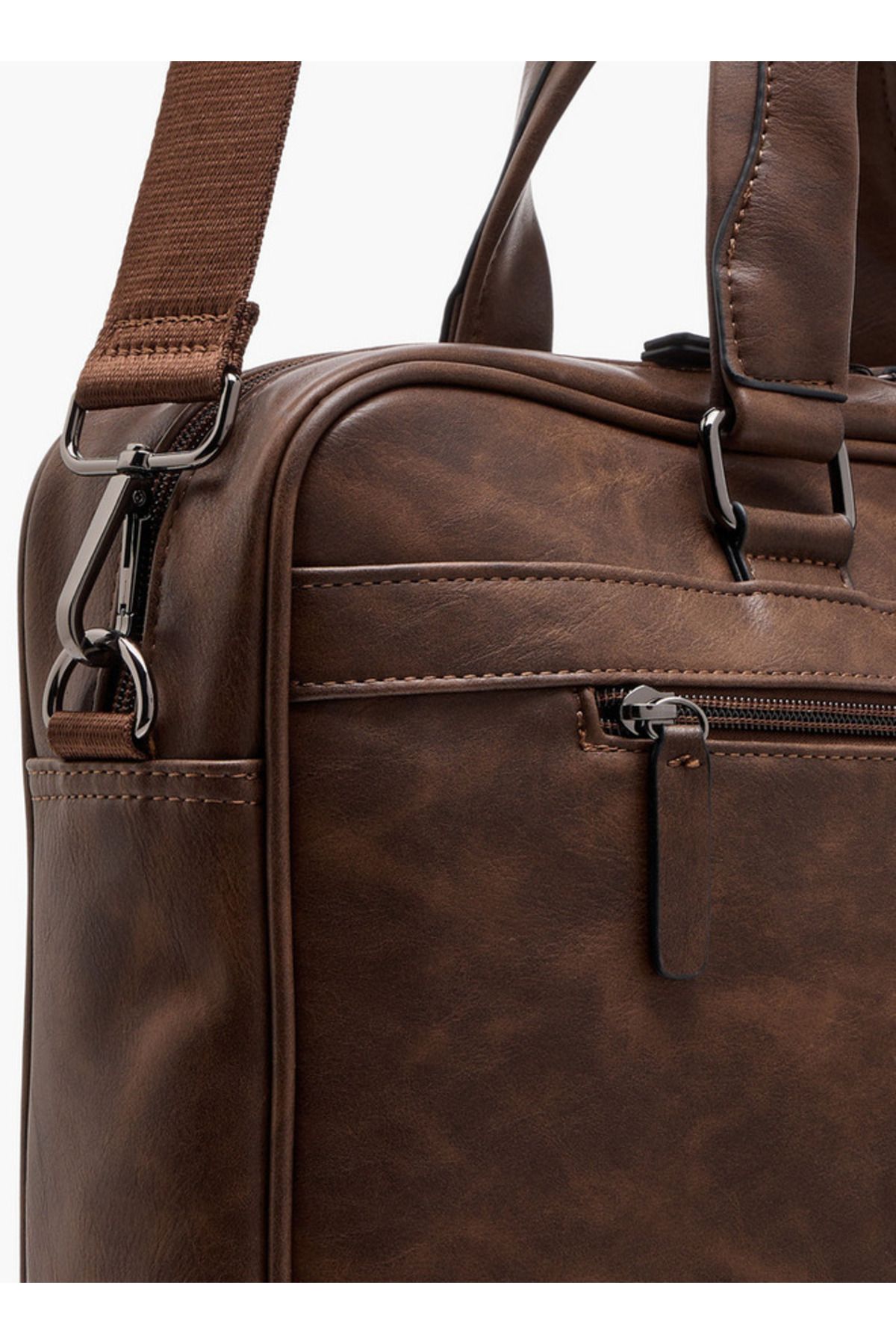 LBL by Shoexpress-Textured Laptop Bag with Detachable Strap and Zip Closure 6
