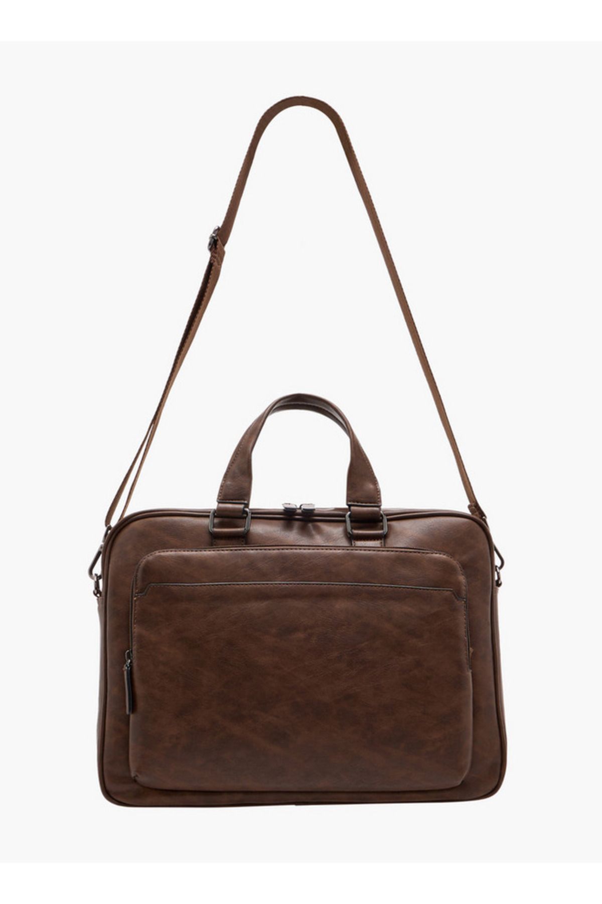 LBL by Shoexpress-Textured Laptop Bag with Detachable Strap and Zip Closure 2
