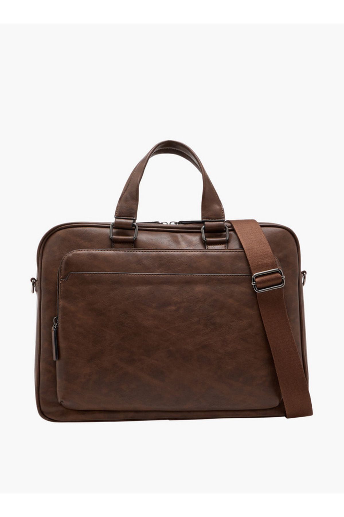 LBL by Shoexpress-Textured Laptop Bag with Detachable Strap and Zip Closure 1