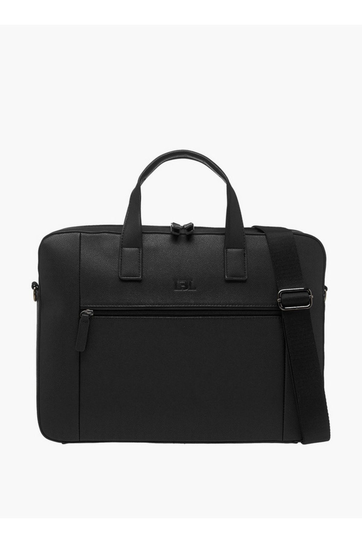 LBL by Shoexpress-Textured Laptop Bag with Detachable Strap and Zip Closure 1